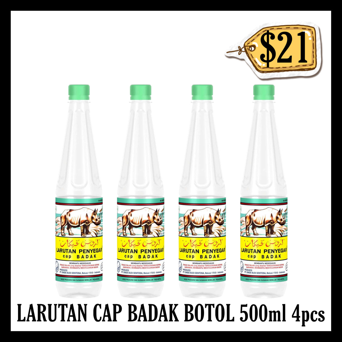 Larutan Cap Badak Botol 500ml 4pcs BBD 03 FEB 2031)