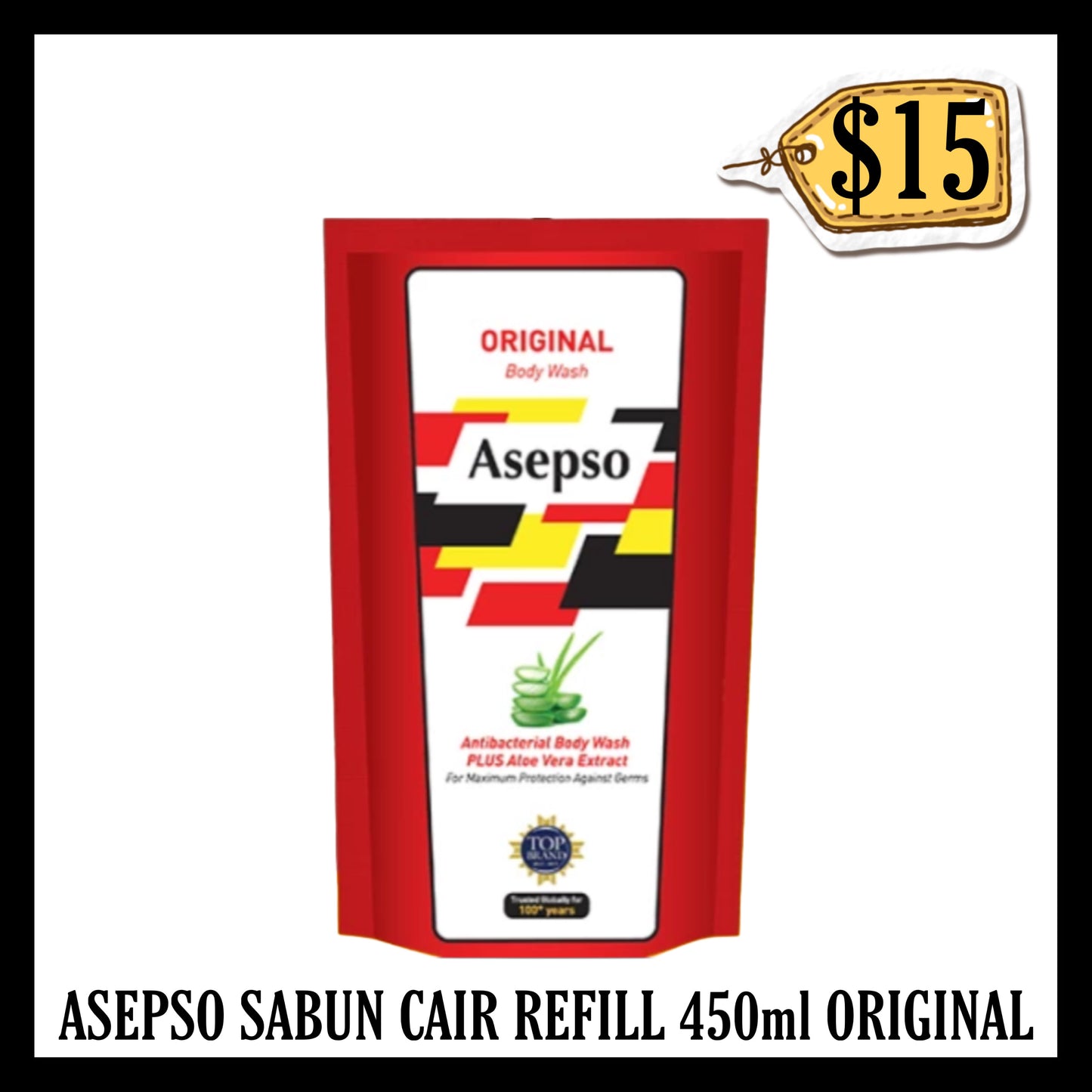 Asepso Sabun Cair Refill 450ml Original Merah