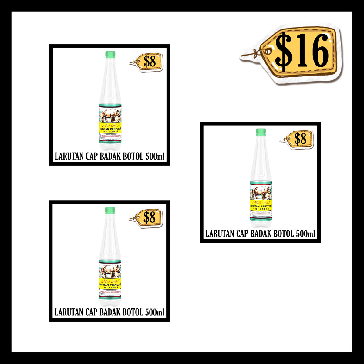 Larutan Cap Badak Botol 500ml (BUY 2 GET 1 FREE) (BBD 03 FEB 2031)