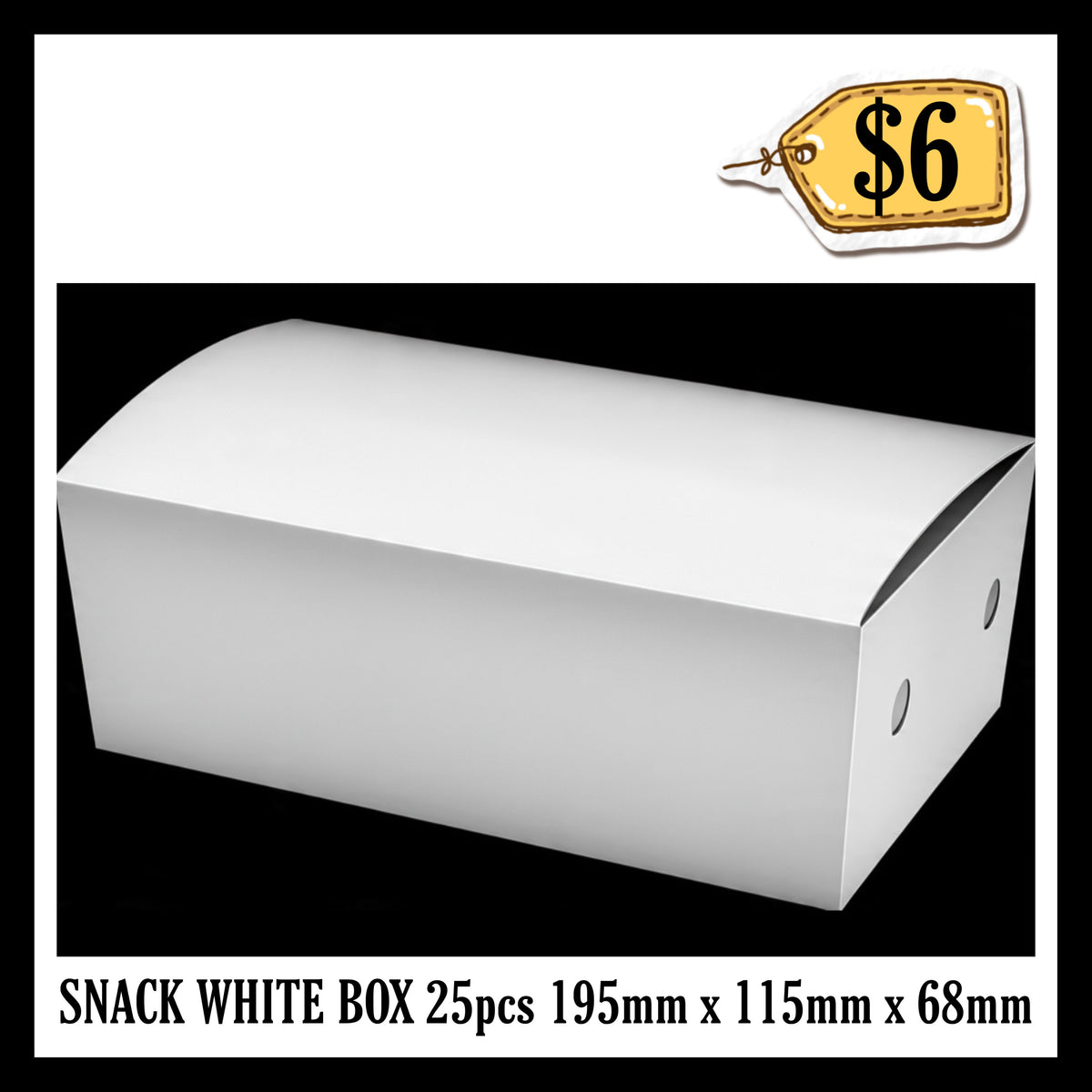 Snack White Box 25pcs 195mm x 115mm x 68mm