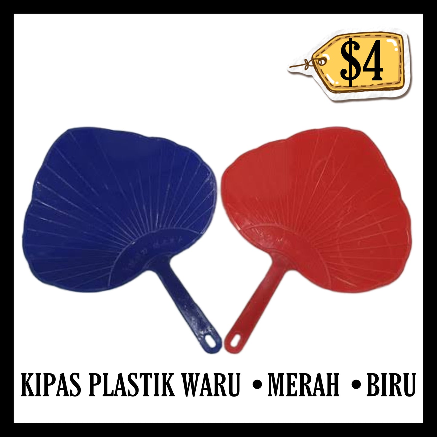 Kipas Plastik Waru Merah / Biru