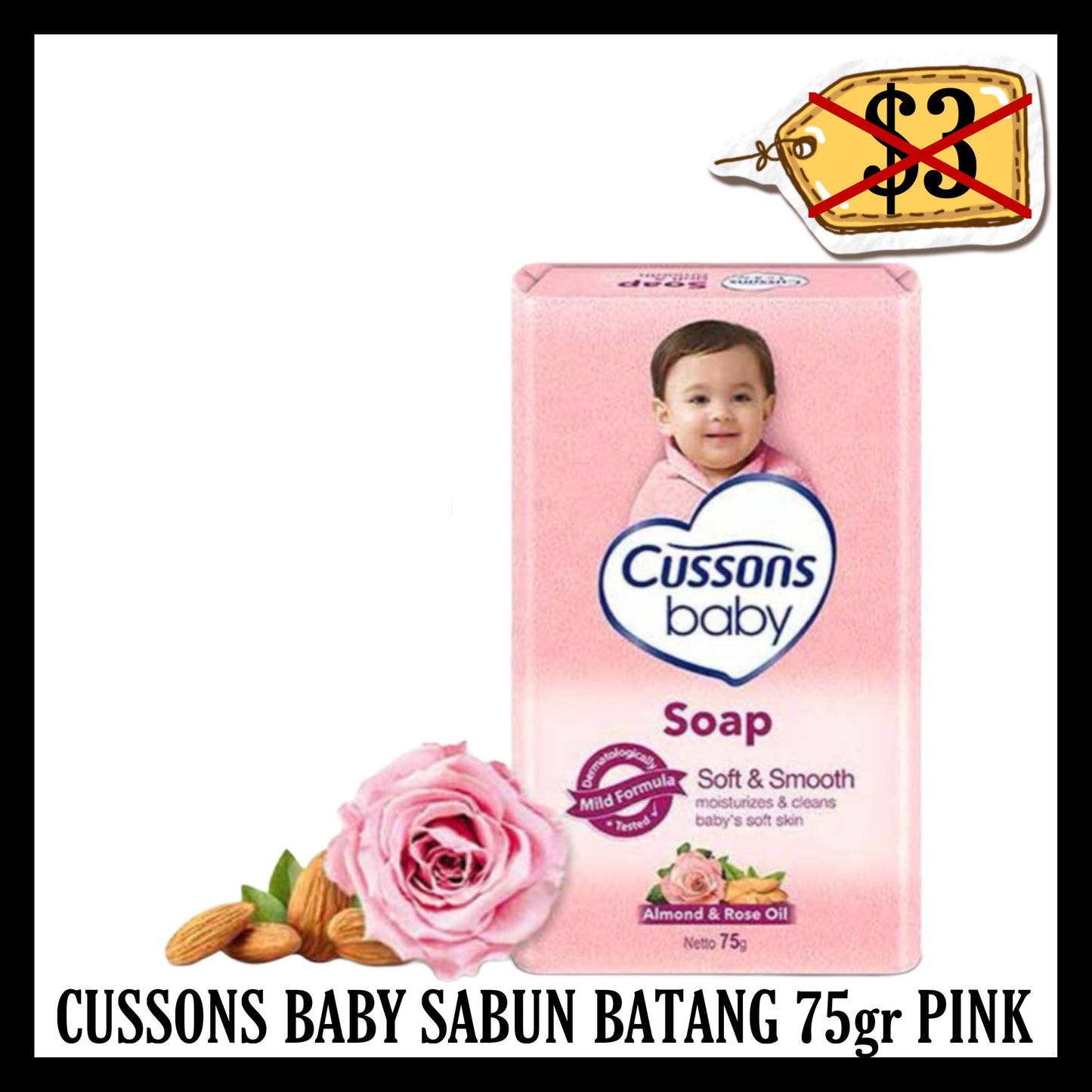 (BLACK FRIDAY SALE 30% OFF) Cussons Baby Sabun Batang 75gr Pink