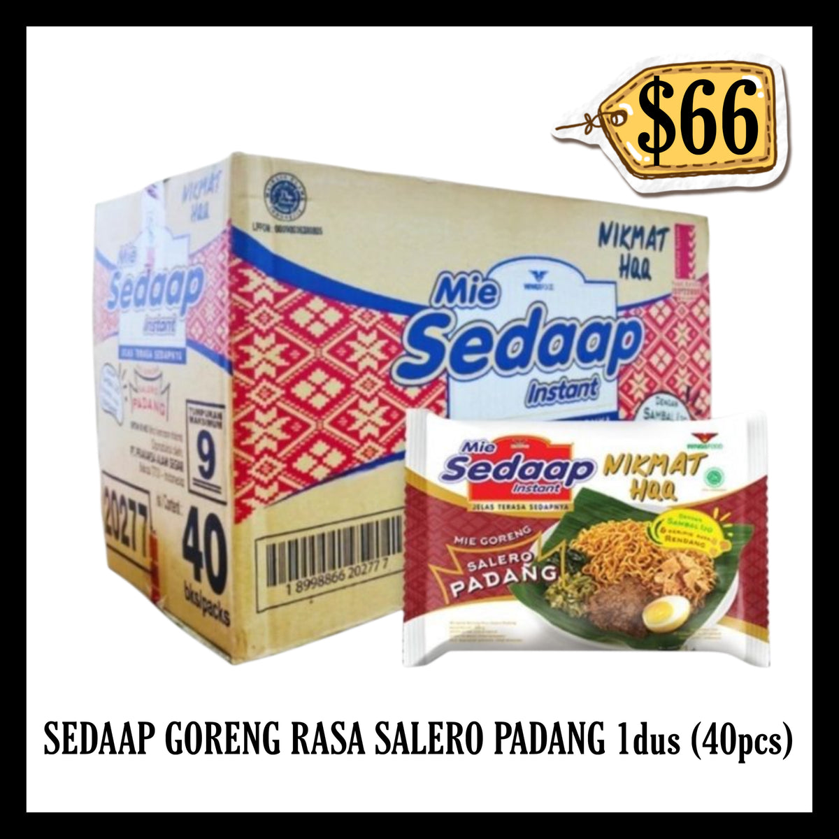 Sedaap Goreng Rasa Salero Padang 1dus isi 40pcs (BBD 13 DEC 2026)