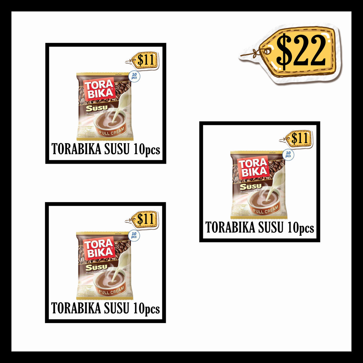 Torabika Susu Kopi Sachet 10pcs Bonus 1pcs (BUY 2 GET 1 FREE) (BBD 16 JAN 2027)