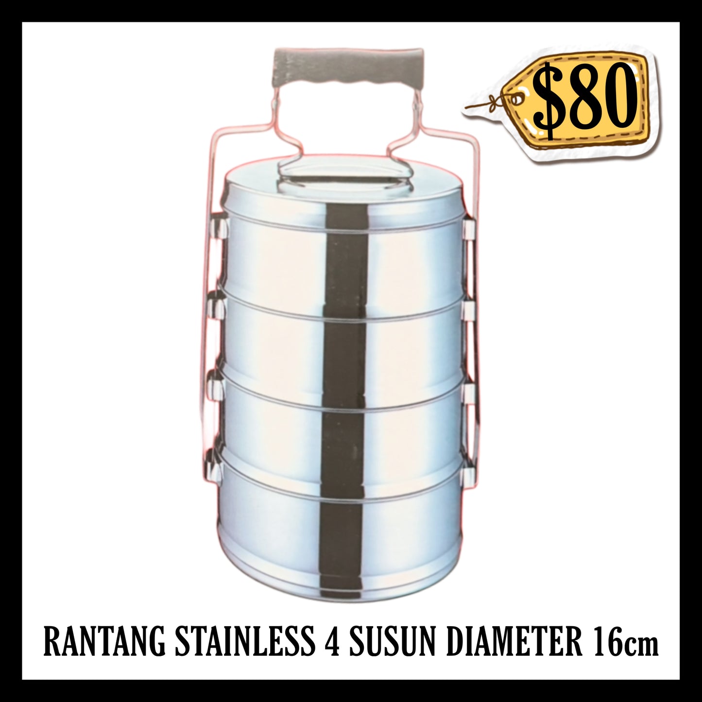 Rantang Stainless Steel 4 Susun Diameter 16cm