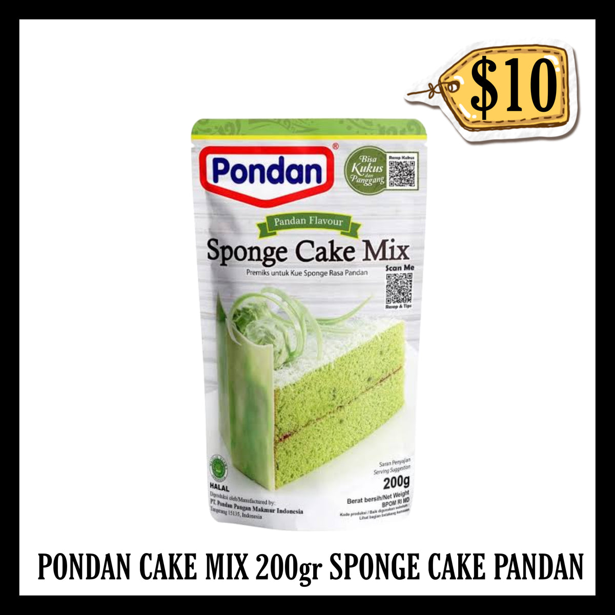 Pondan Cakemix 200gr Sponge Cake Pandan (BBD 04 MAR 2028)