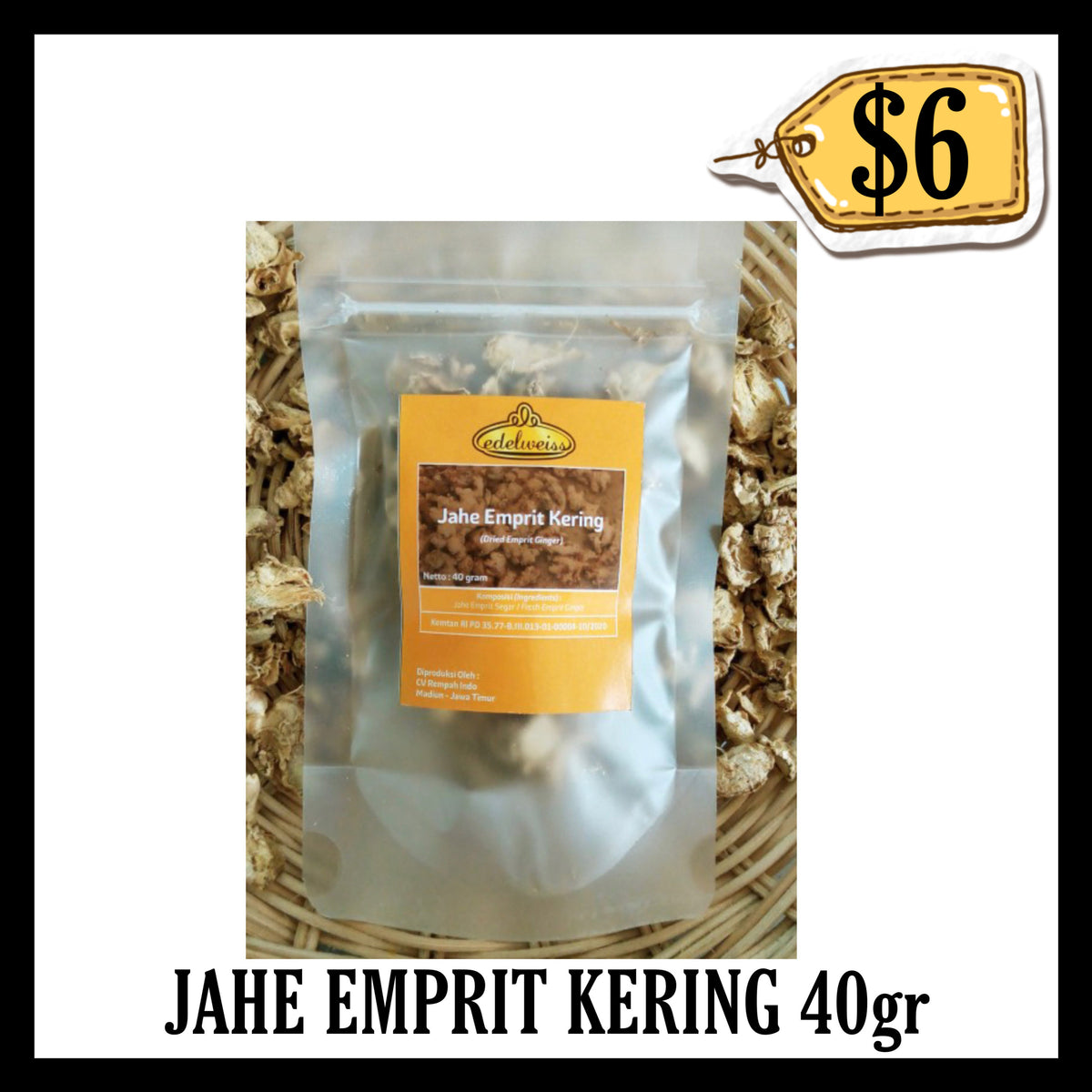 Edelweiss Jahe Emprit Kering 40gr (BBD END JUN 2028)