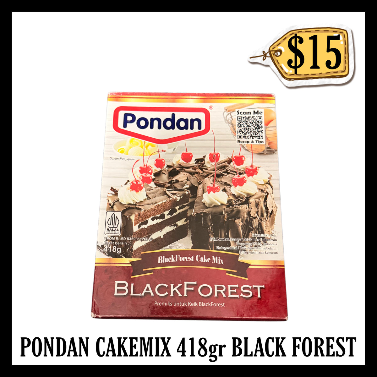Pondan Cakemix 418gr Black Forest (BBD 22 SEP 2027)
