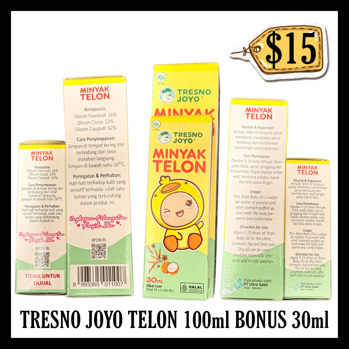 Tresno Joyo Minyak Telon 100ml Bonus 30ml (BBD END APR 2029)