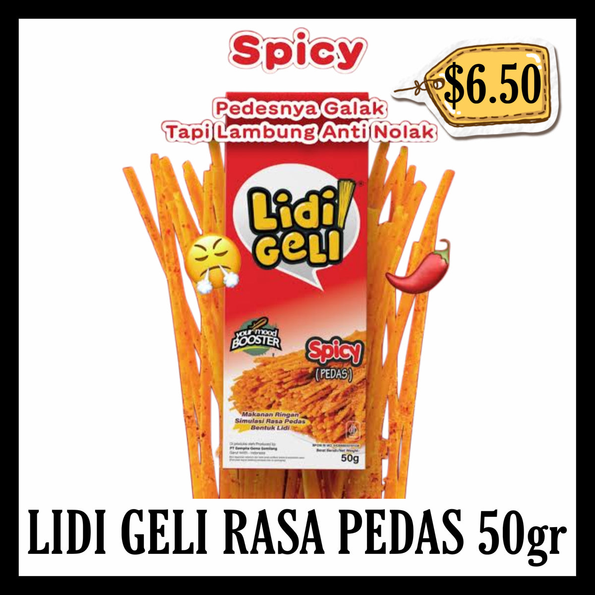 Lidi Geli Rasa pedas 50gr (BBD 06 AUG 2027)
