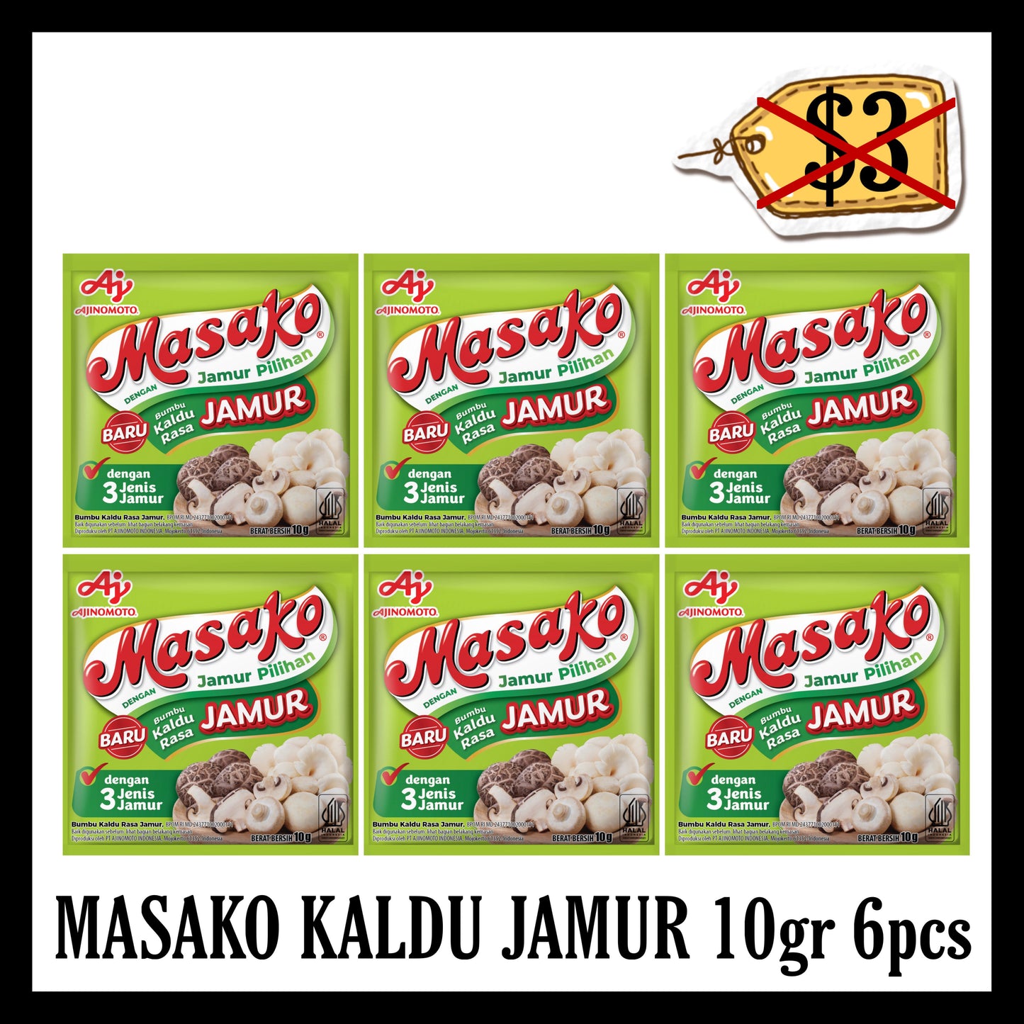 (SALE 30% OFF) Masako Kaldu Jamur 10gr 6pcs (BBD 08 JUL 2026)