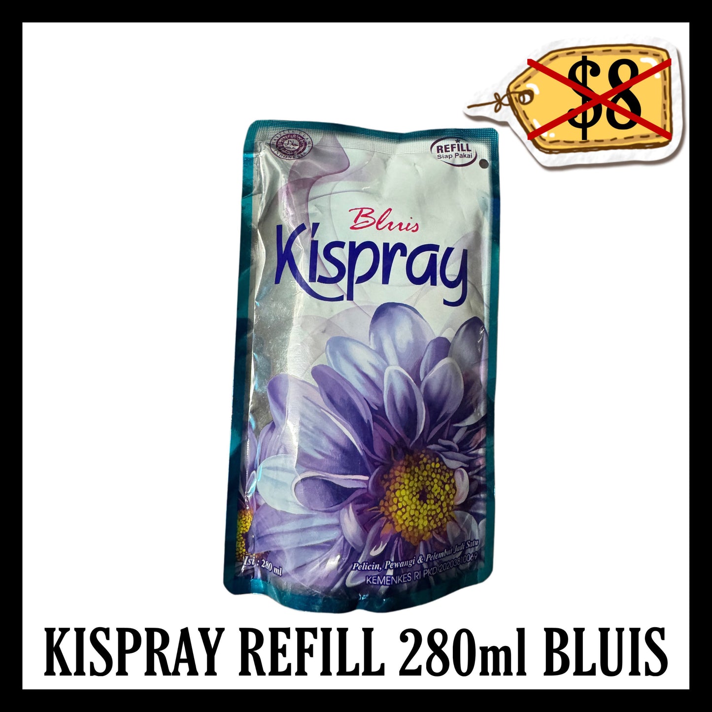 (SALE 20% OFF) Kispray Refill 280ml Bluis Biru (BBD END JUL 2026)