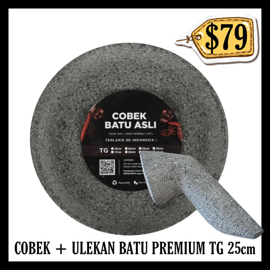 Cobek + Ulekan Batu Premium Tg 25cm