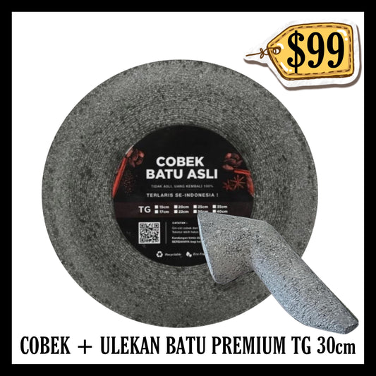 Cobek + Ulekan Batu Premium Tg 30cm