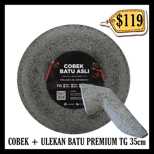Cobek + Ulekan Batu Premium Tg 35cm