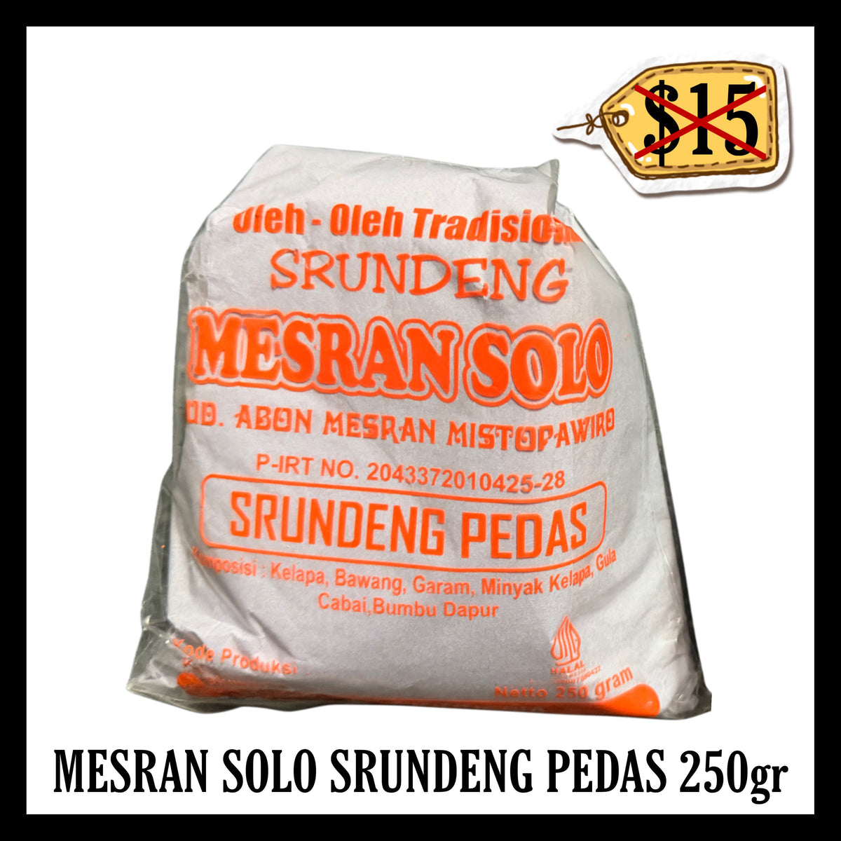 (SALE 20% OFF) Mesran Solo Srundeng Pedas 250gr (BBD 25 NOV 2026)