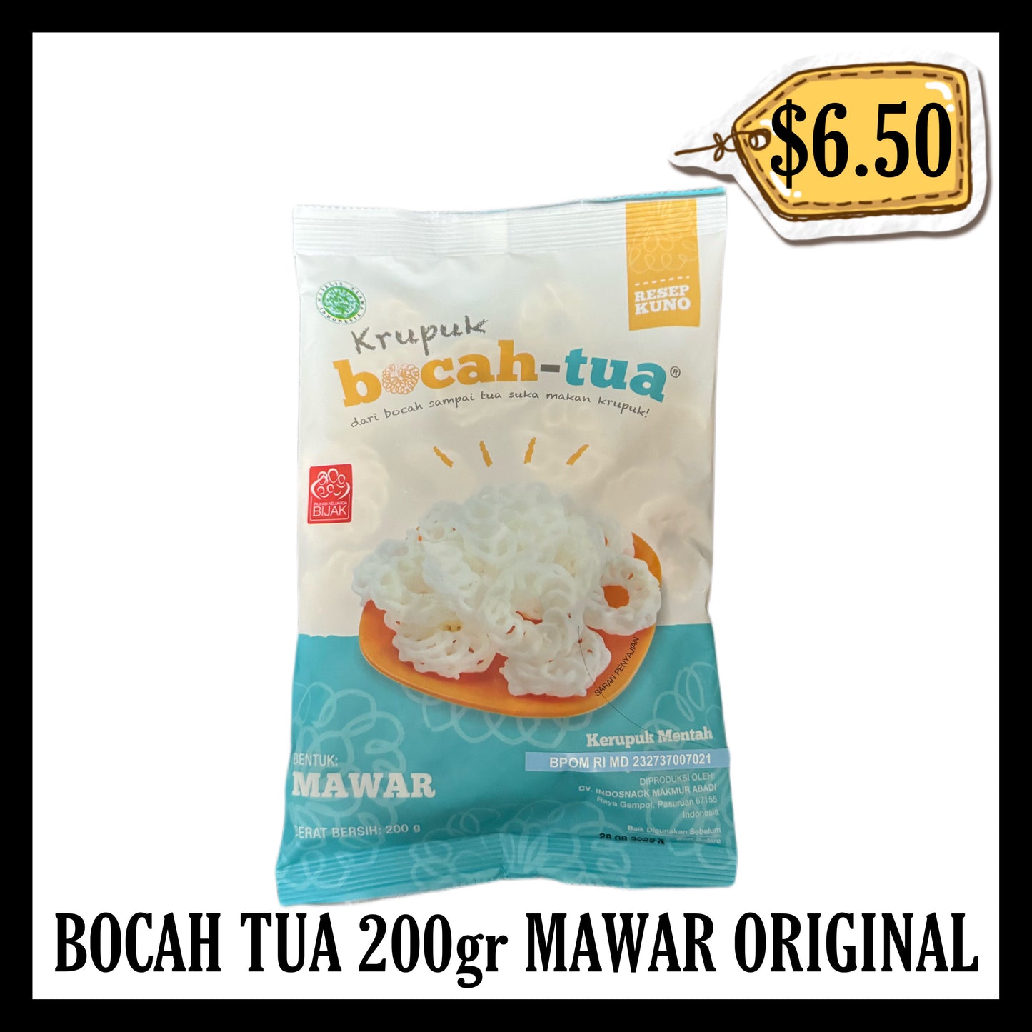 Bocah Tua Krupuk 200gr Mawar Original (BBD 06 APR 2028)