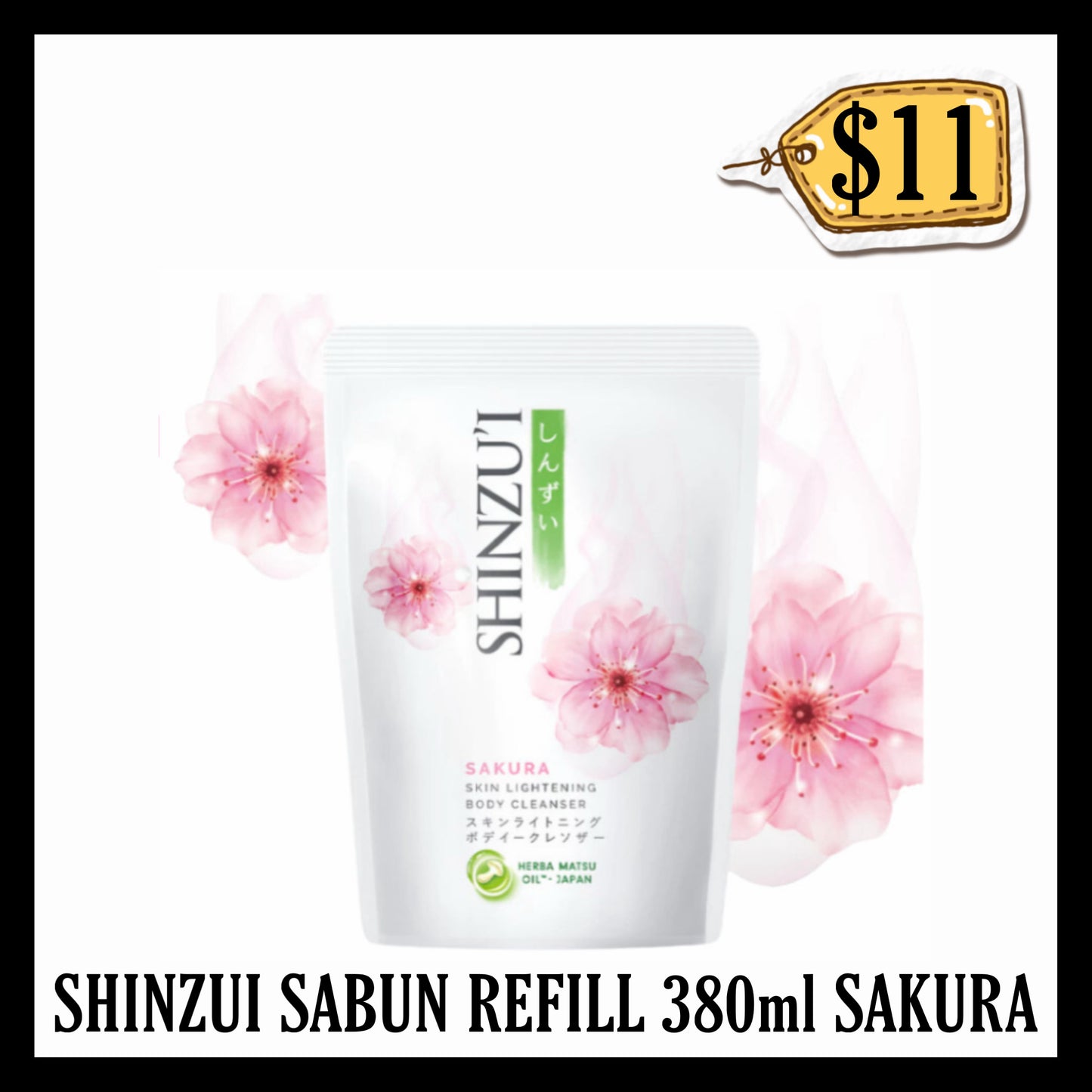Shinzui Sabun Refill 380ml Sakura (BBD END JAN 2029)