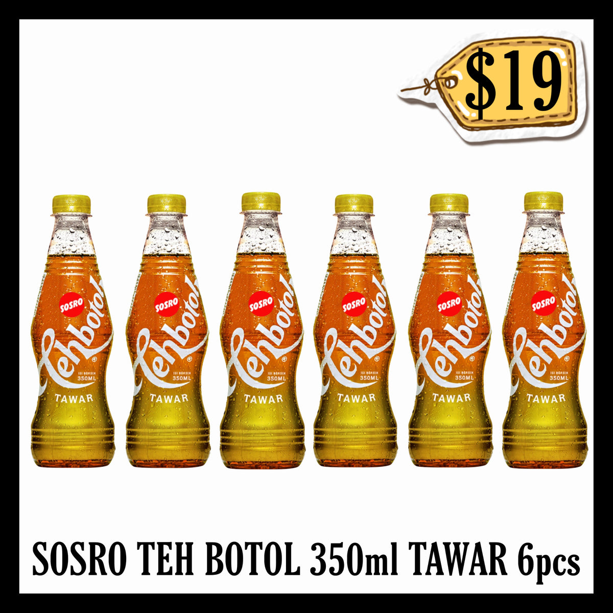 Sosro Teh Botol 350ml Tawar 6pcs (BBD 09 MAR 2027)