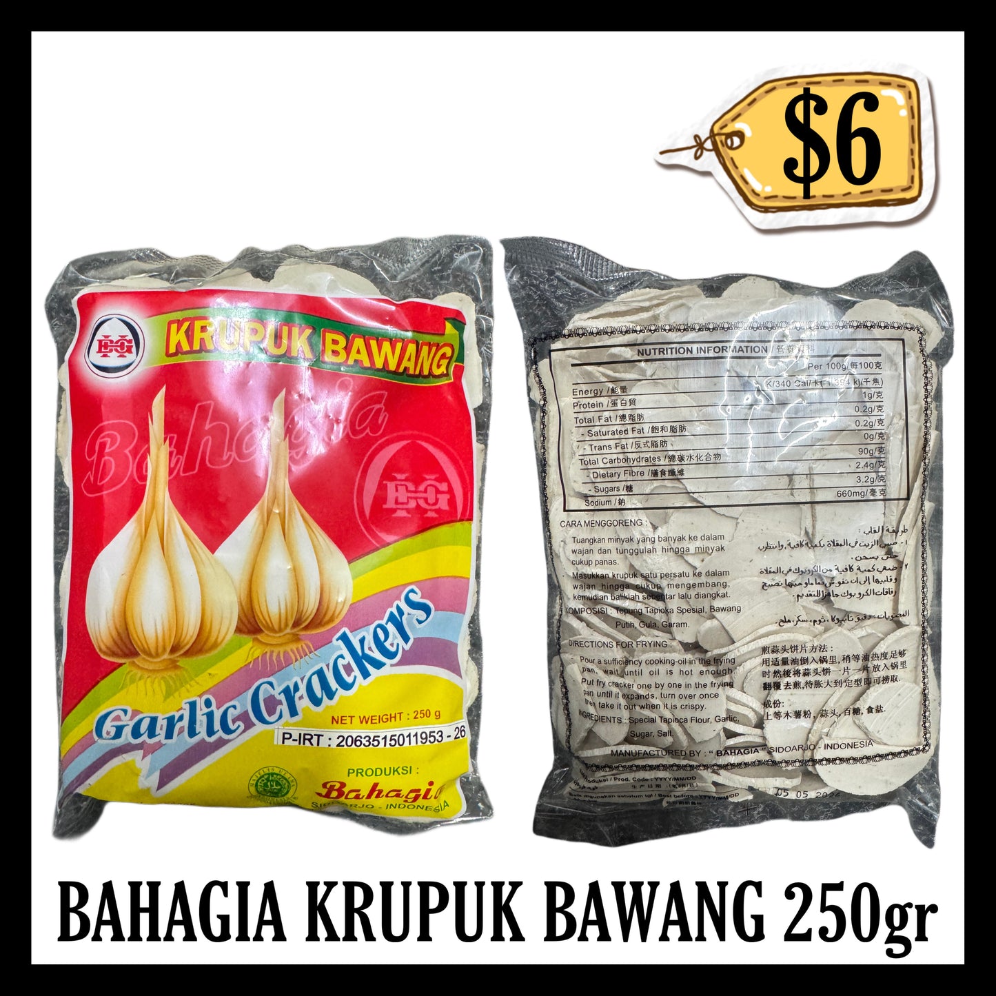 Bahagia Krupuk Bawang 250gr (BB 05 MAY 2026)