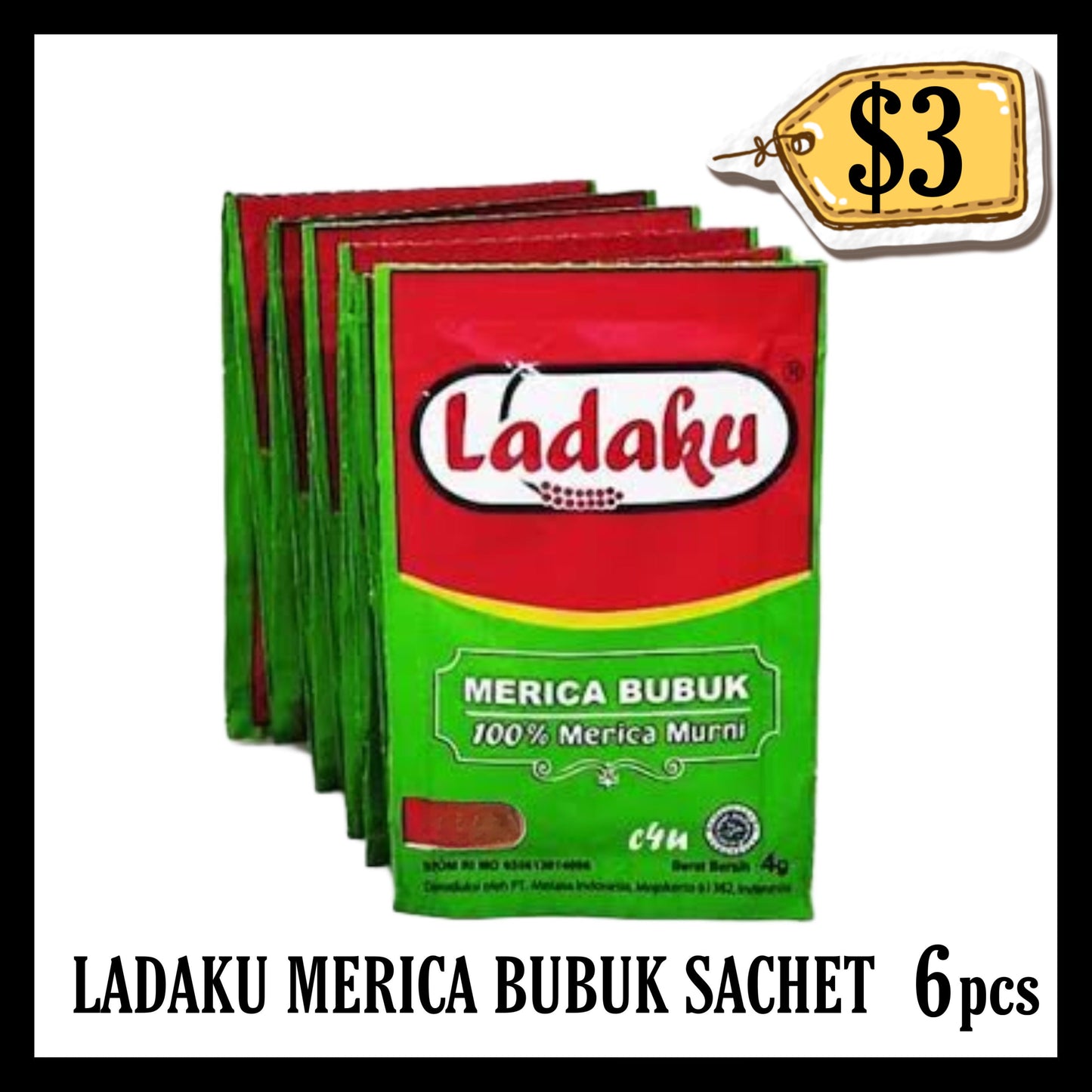 Ladaku Merica Bubuk Sachet 6pcs (BBD 07 FEB 2029)