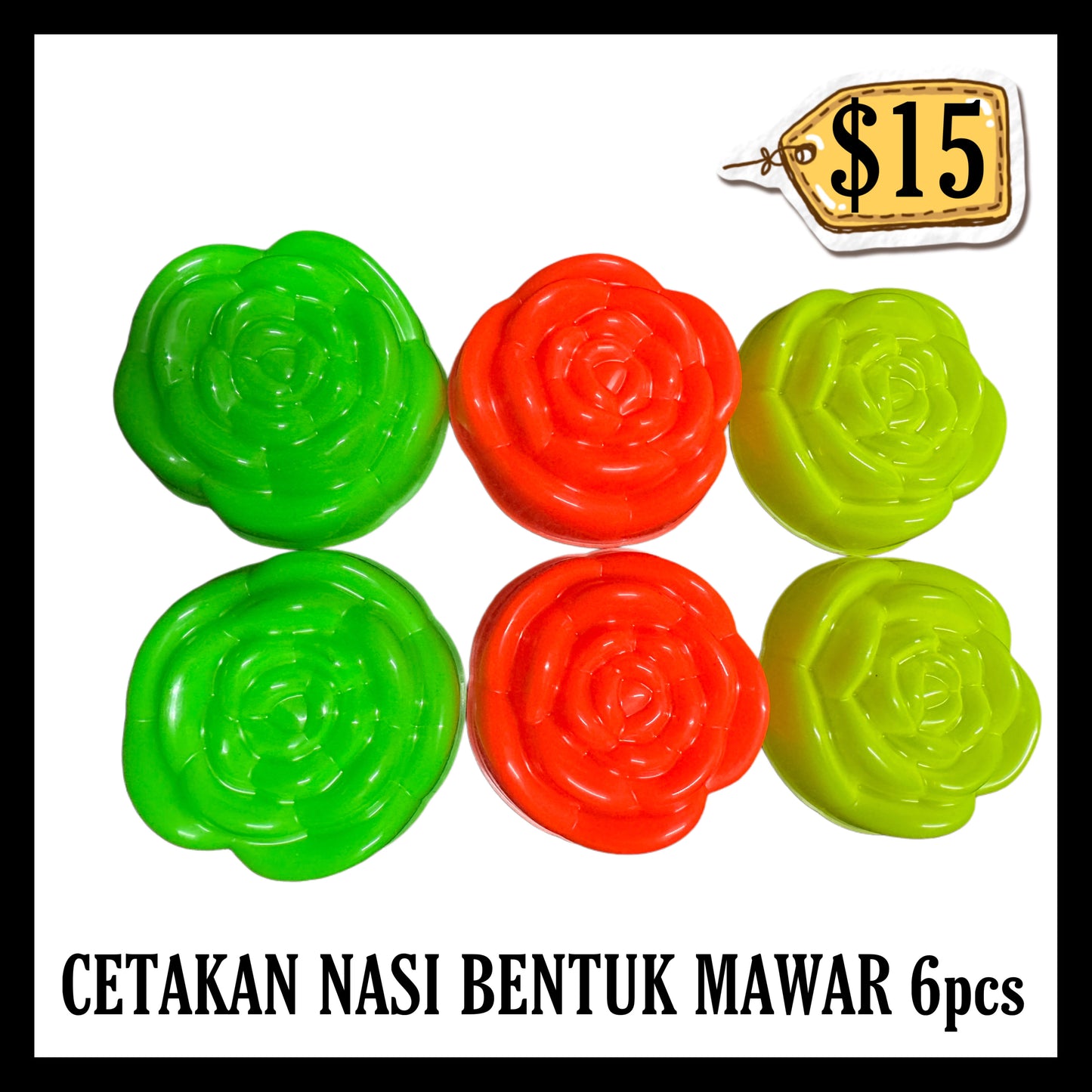 Cetakan Nasi Bentuk Mawar 6pcs