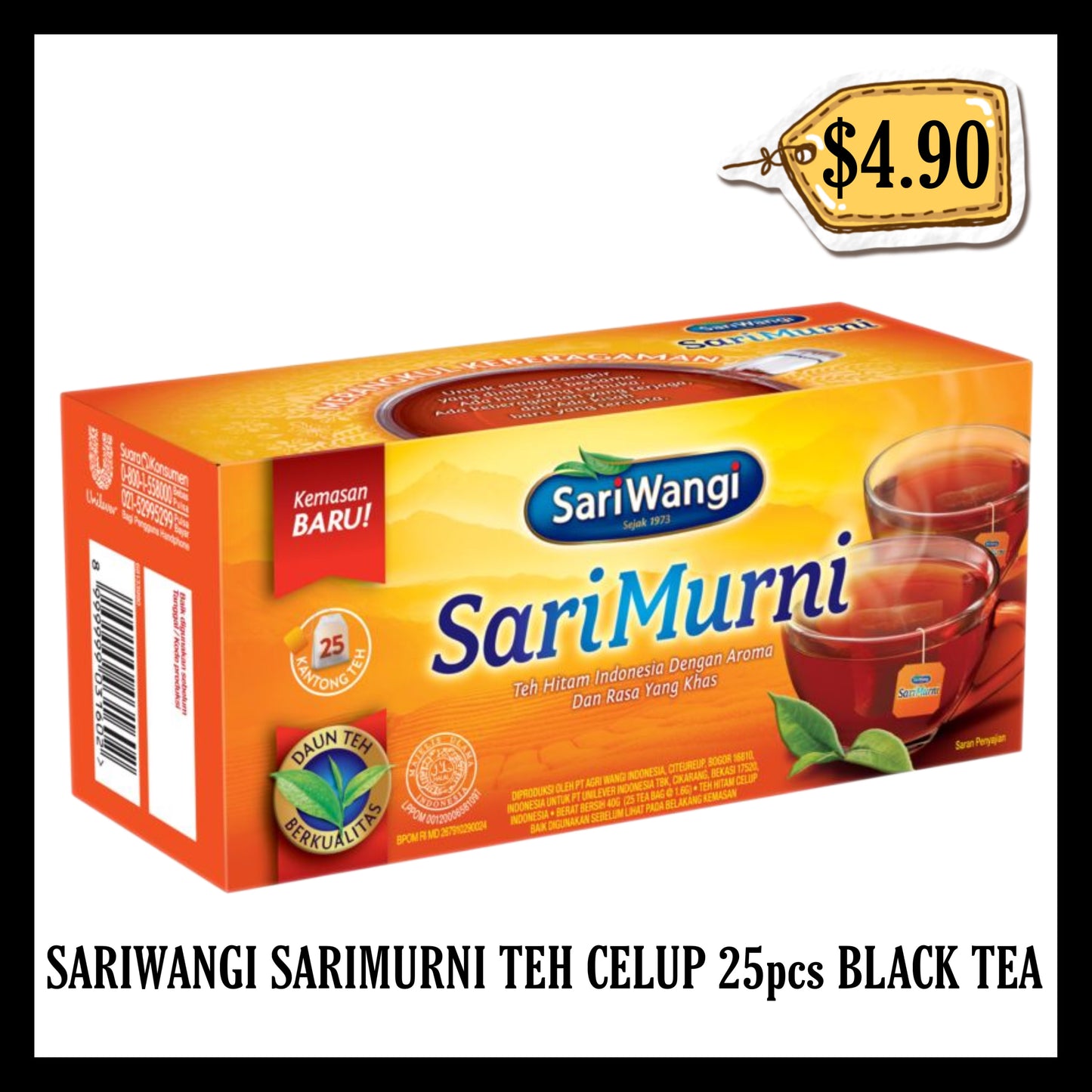 Sariwangi Sarimurni Teh Asli Teh Celup Isi 25pcs Black Tea (BBD 12 AUG 2027)