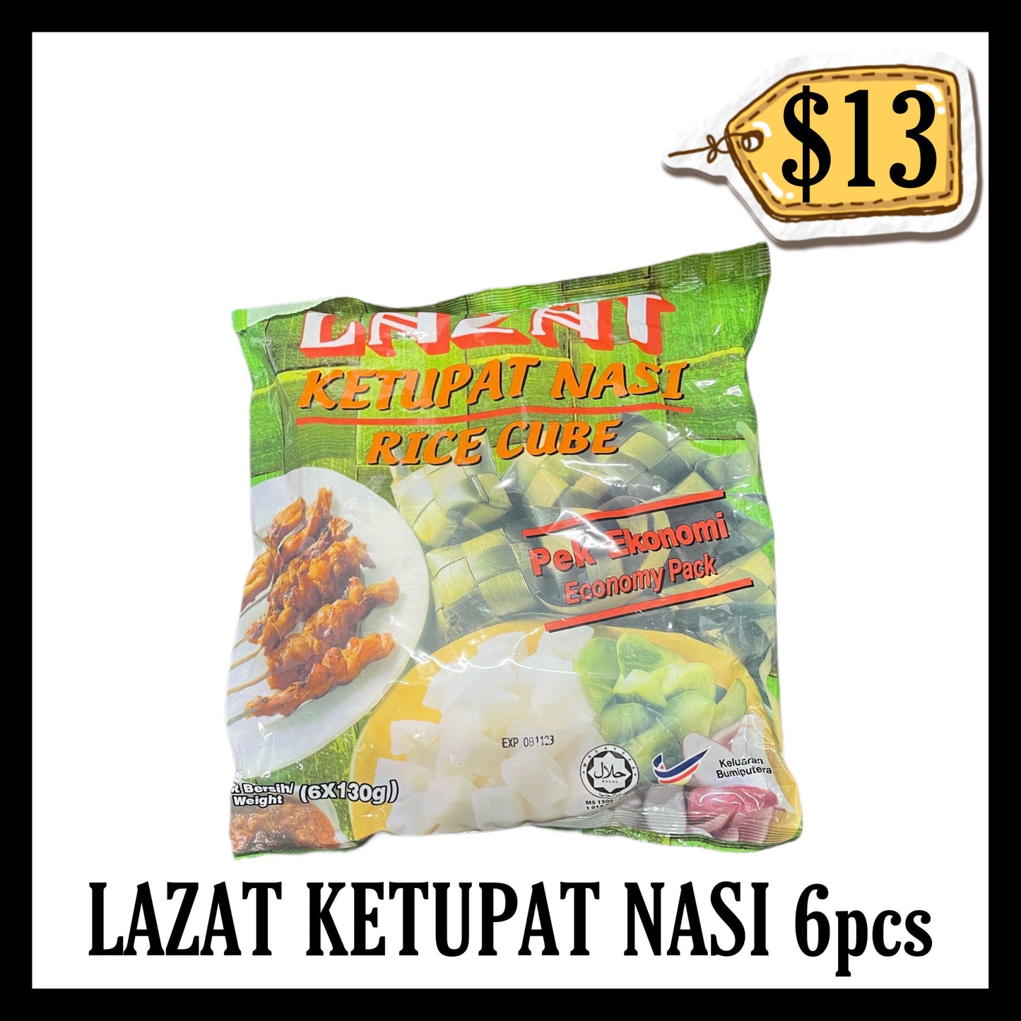 Lazat Ketupat Nasi @130gr 6pcs (BB 08 OCT 2026)