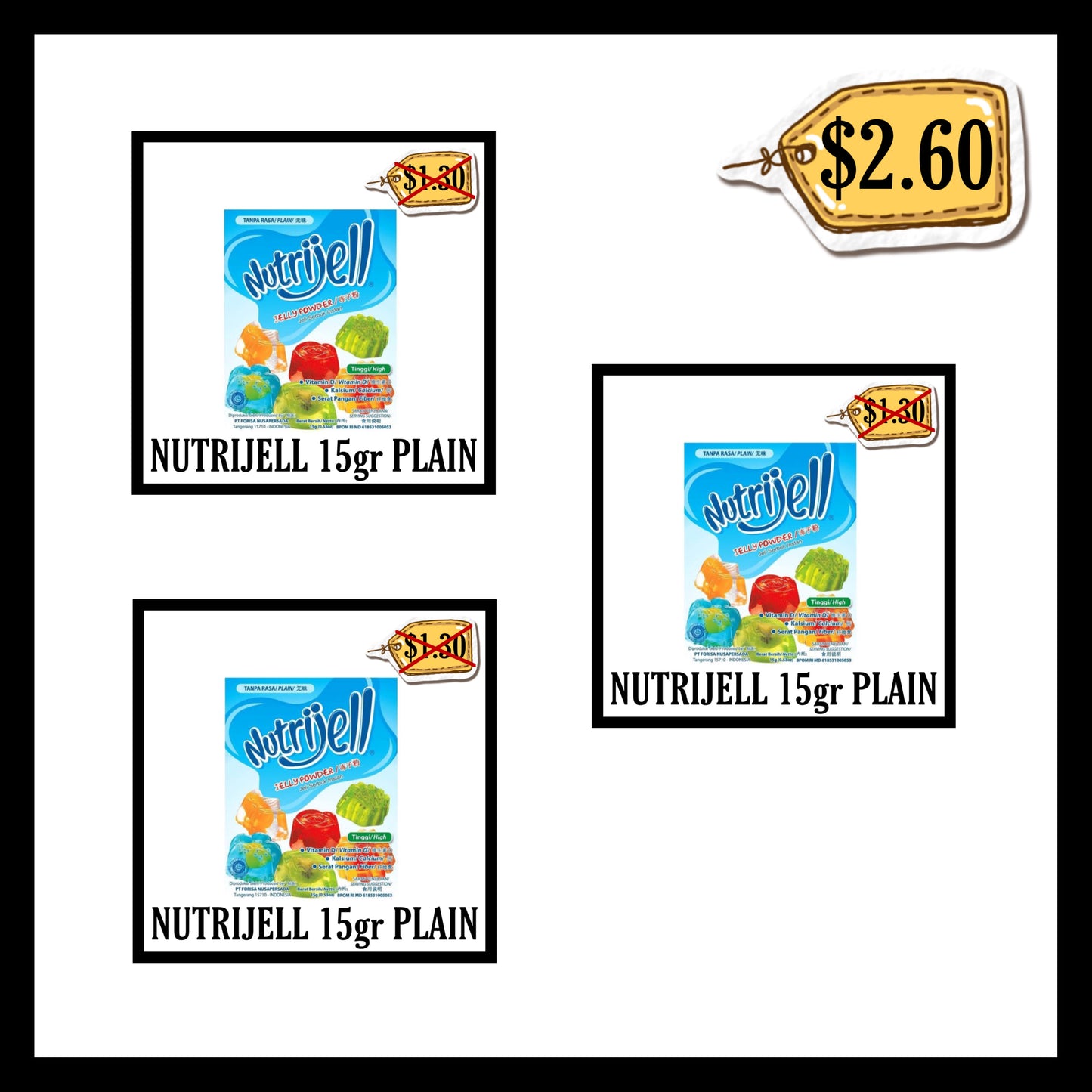 Nutrijell 15gr Plain (BUY 2 GET 1 FREE)(BB END MAR 2026)