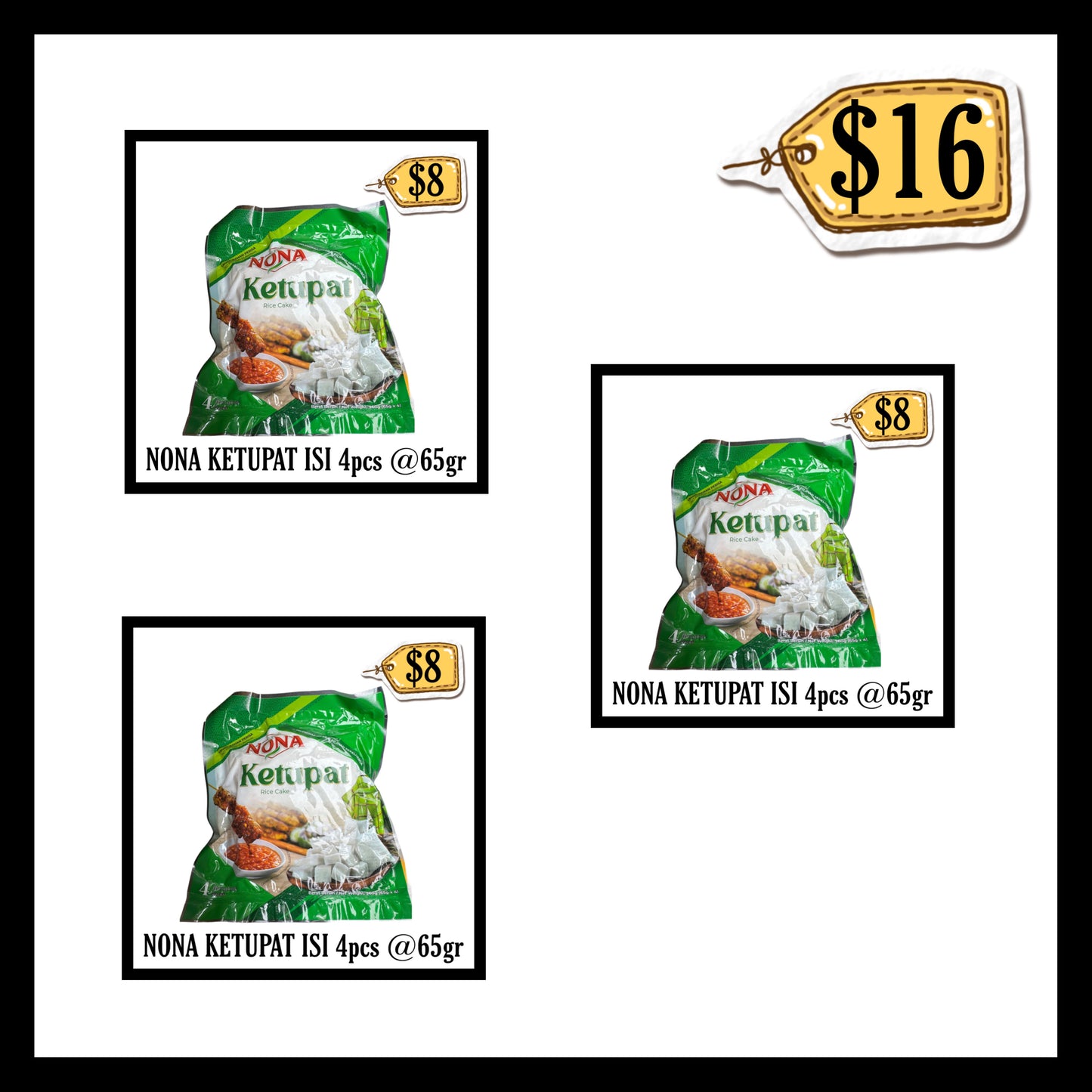 Nona Ketupat isi 4pcs @65gr (BUY 2 GET 1 FREE) (BBD 28 OCT 2027)
