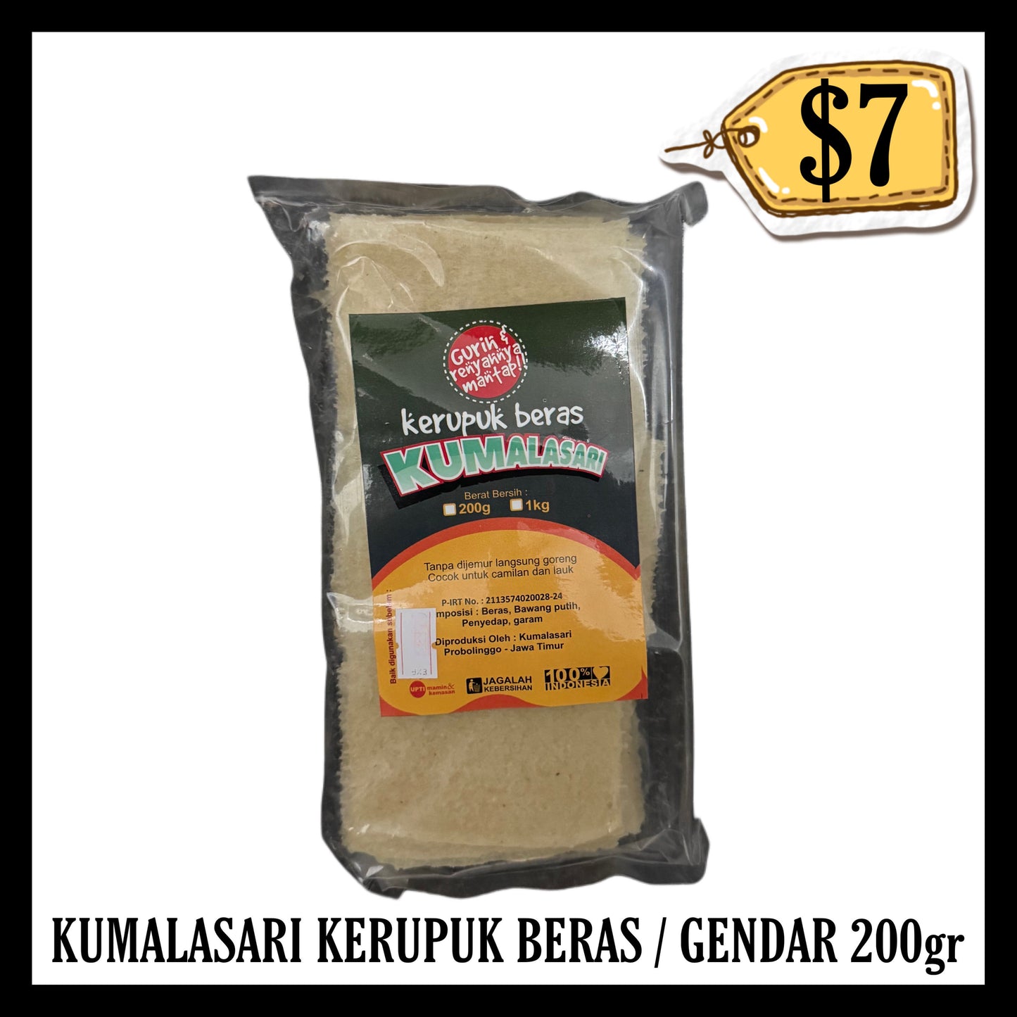 Kumalasari Kerupuk Beras / Gendar 200gr (BBD 27 APR 2027)