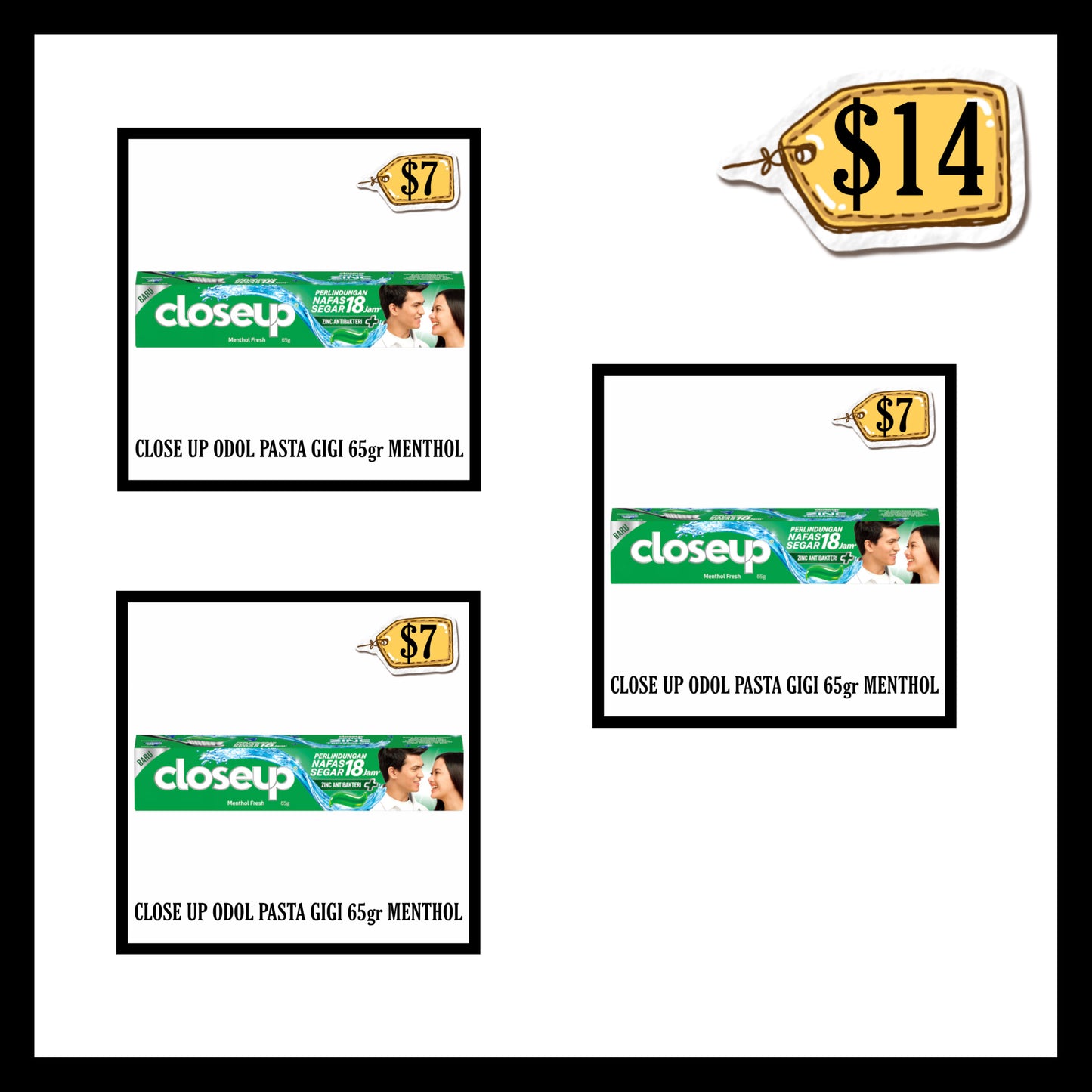 Close Up Odol Pasta Gigi 65gr Menthol Fresh (BUY 2 GET 1 FREE) (BBD 31 OCT 2028)