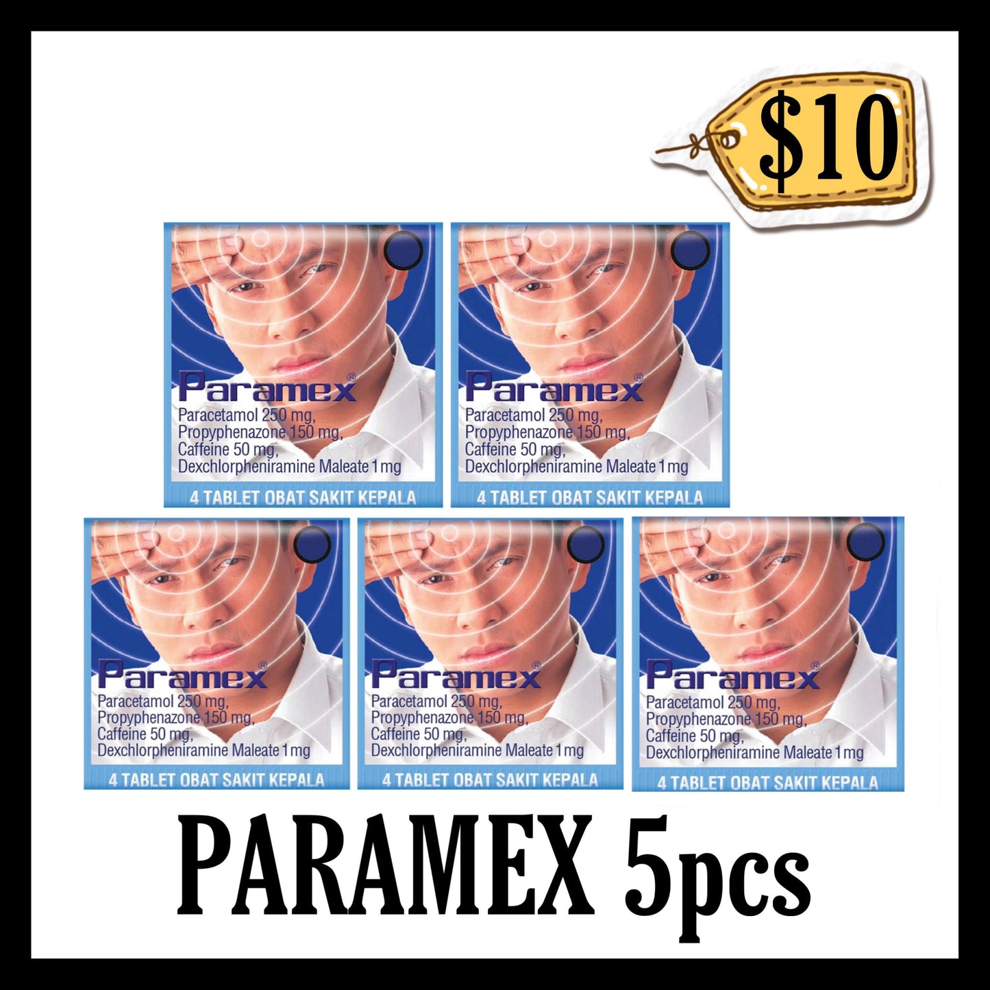 Paramex Obat Sakit Kepala 5pcs (BUNDLE $10)(BB END JAN 2028)