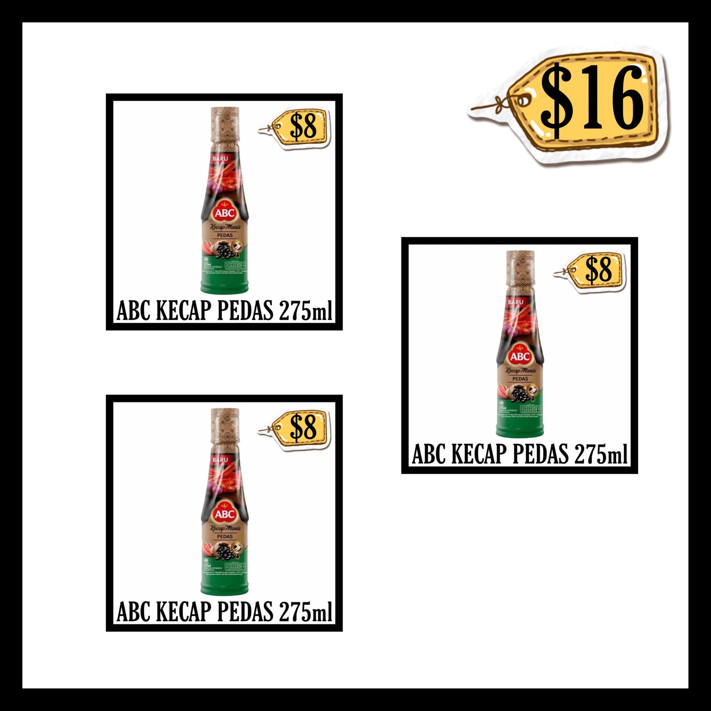 Abc Kecap Pedas Botol 275ml (BUY 2 GET 1 FREE) (BBD-