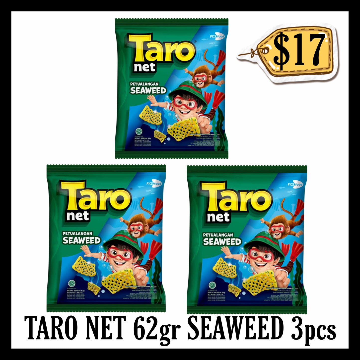 Taro Net 62gr Seaweed 3pcs (BBD 11 NOV 2026)