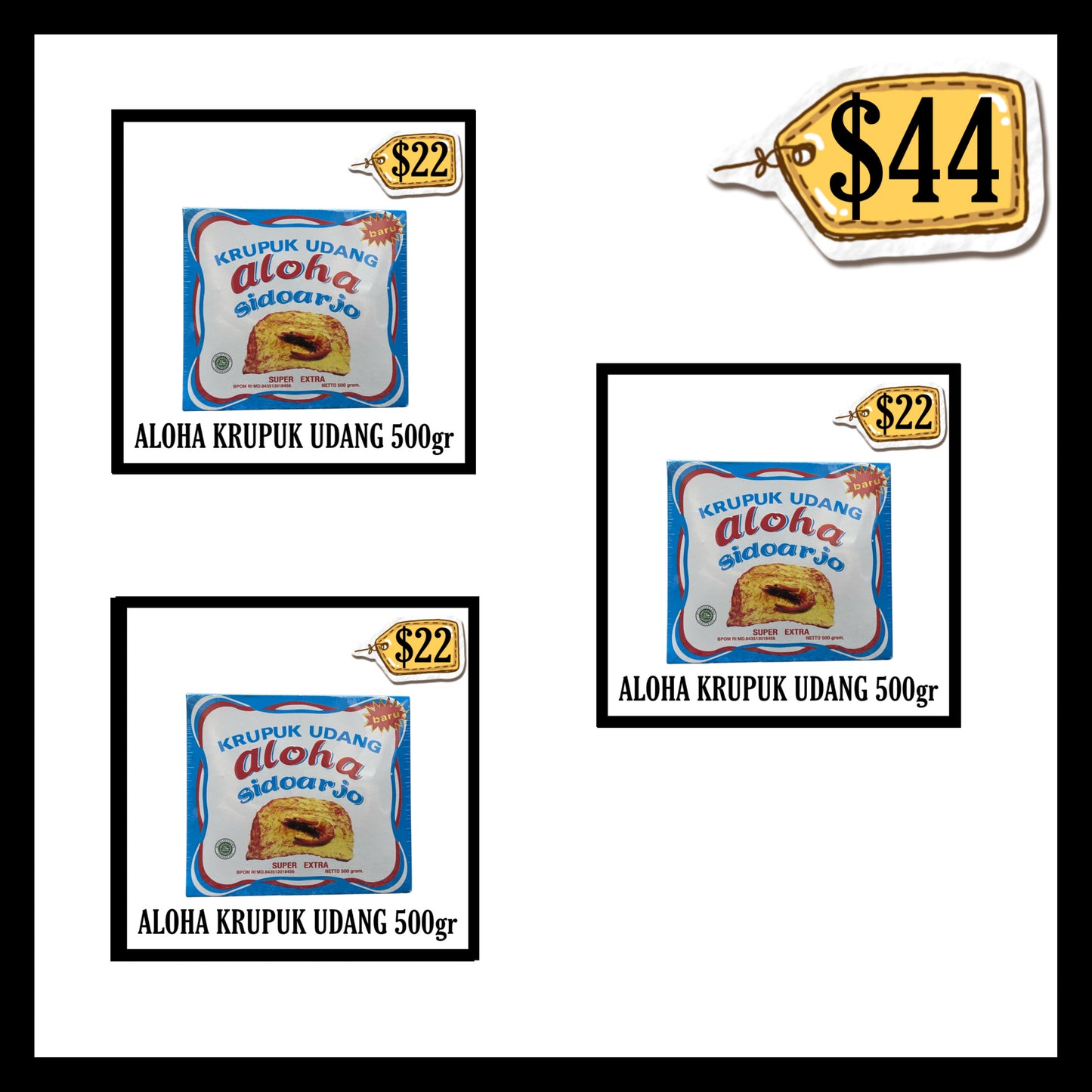 Aloha Krupuk Udang 500gr (BUY 2 GET 1 FREE)(BB END JUN 2027)
