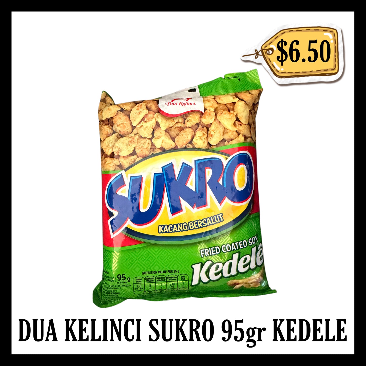 Dua Kelinci Sukro 95gr Kedele (BBD END AUG 2026)