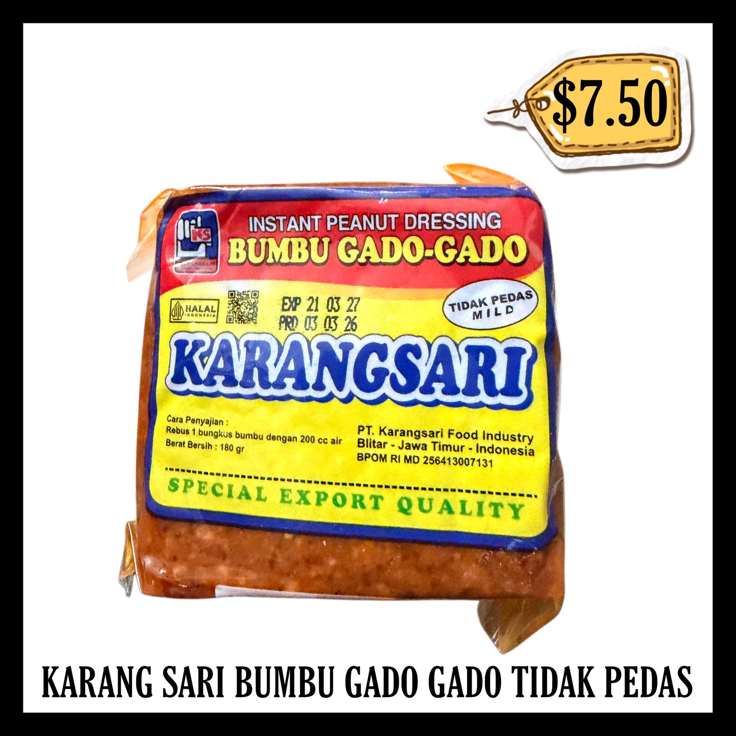 Karangsari Bumbu Gado Gado Tidak Pedas 180gr (BBD 21 MAR 2027)