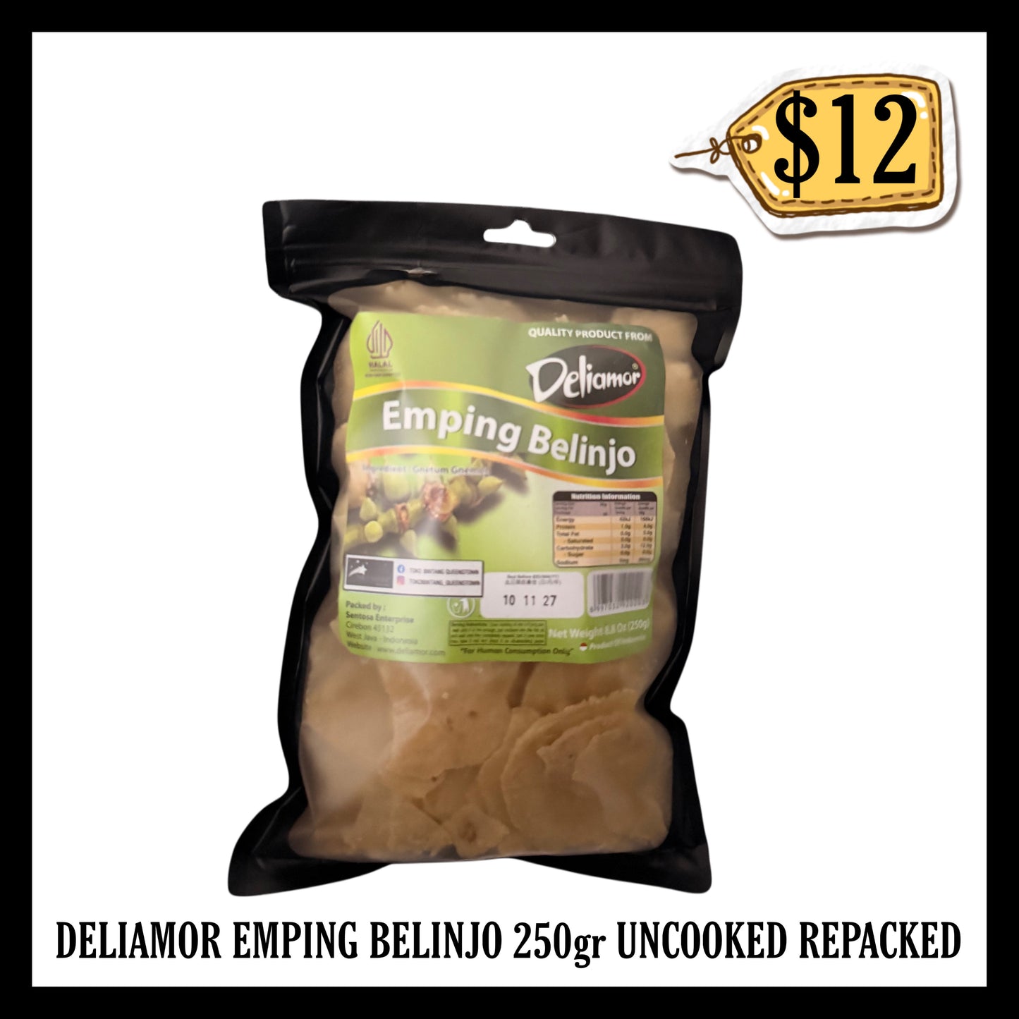 Deliamor Emping Belinjo 250gr Uncooked Repacked (BBD 10 NOV 2027)