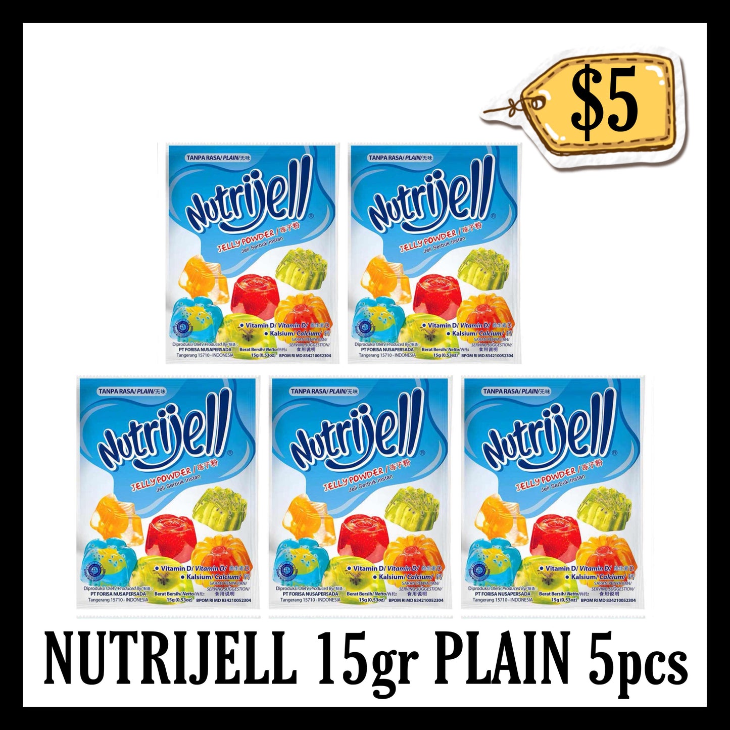 Nutrijell 15gr Plain 5pcs (BB END MAR 2026)