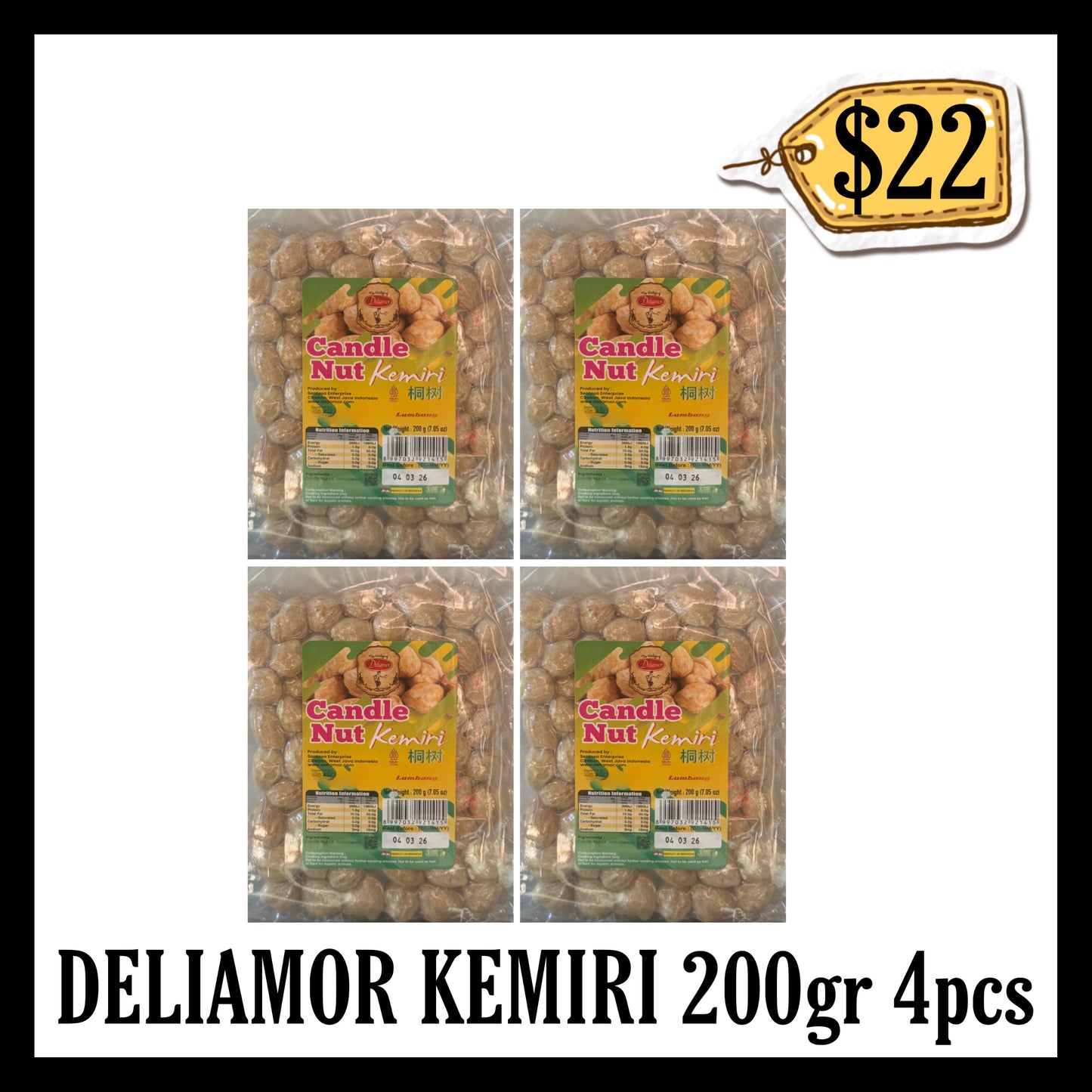 Deliamor Kemiri / Candle Nut 200gr 4pcs(BB 04 MAR 2026)