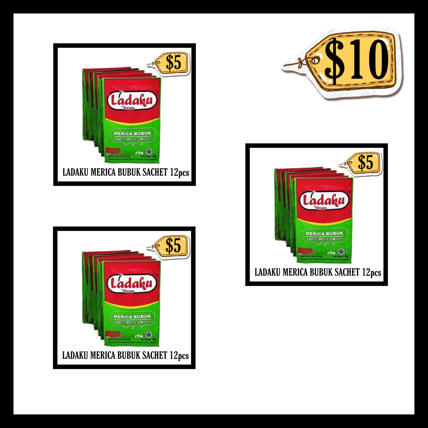 Ladaku Merica Bubuk Sachet 12pcs (BUY 2 GET 1 FREE)(BBD 07 FEB 2029)