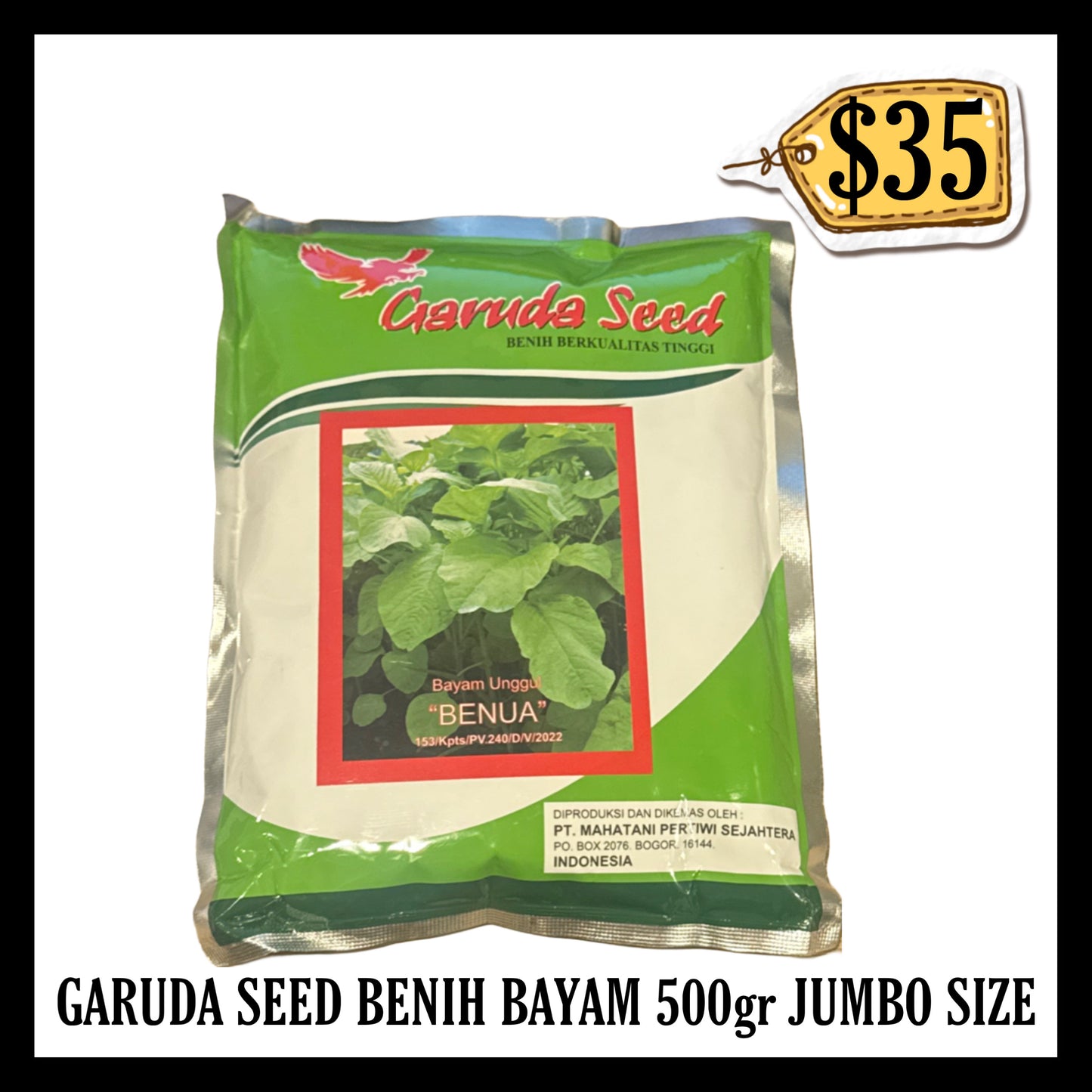 Garuda Seed Benih Bayam 500gr Jumbo Size (BB 31 JUL 2026)