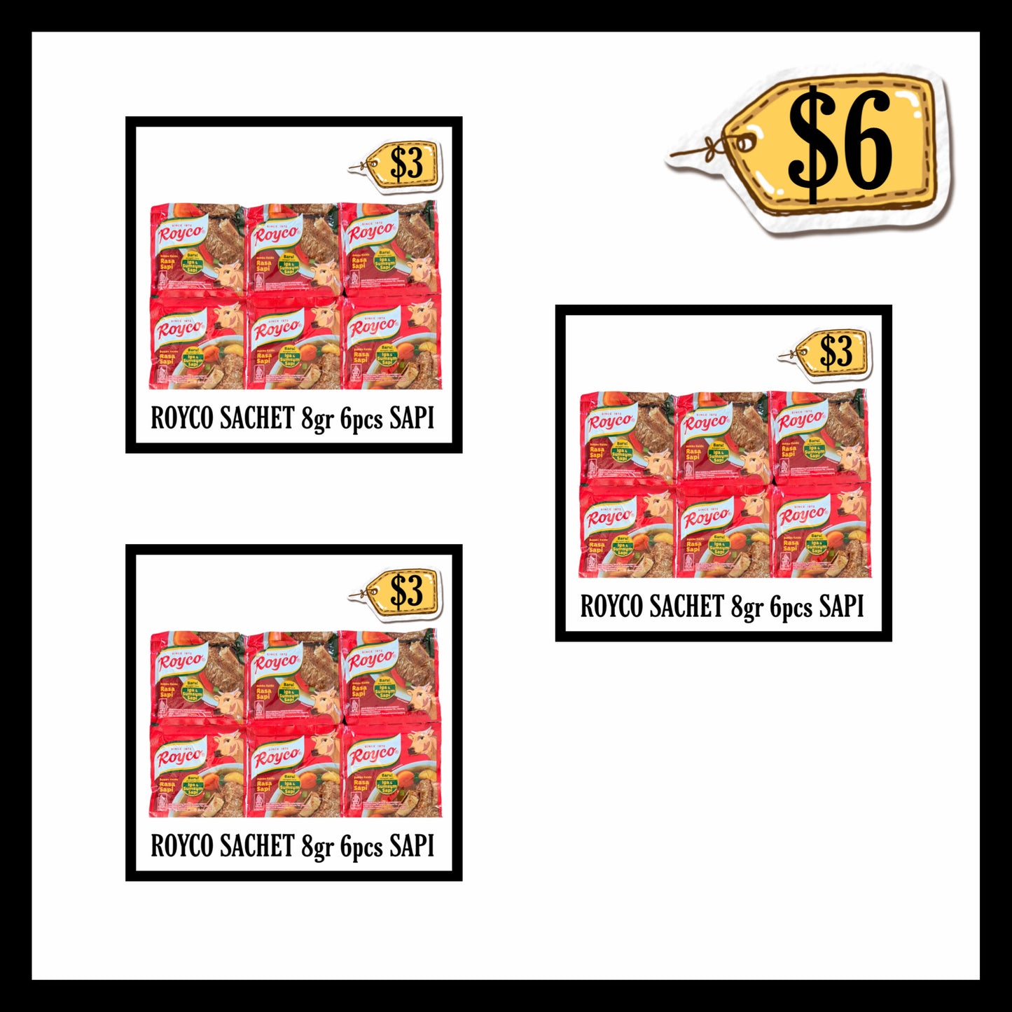 Royco Sachet 8gr 6pcs Sapi (BUY 2 GET 1 FREE) (BBD 08 OCT 2026)