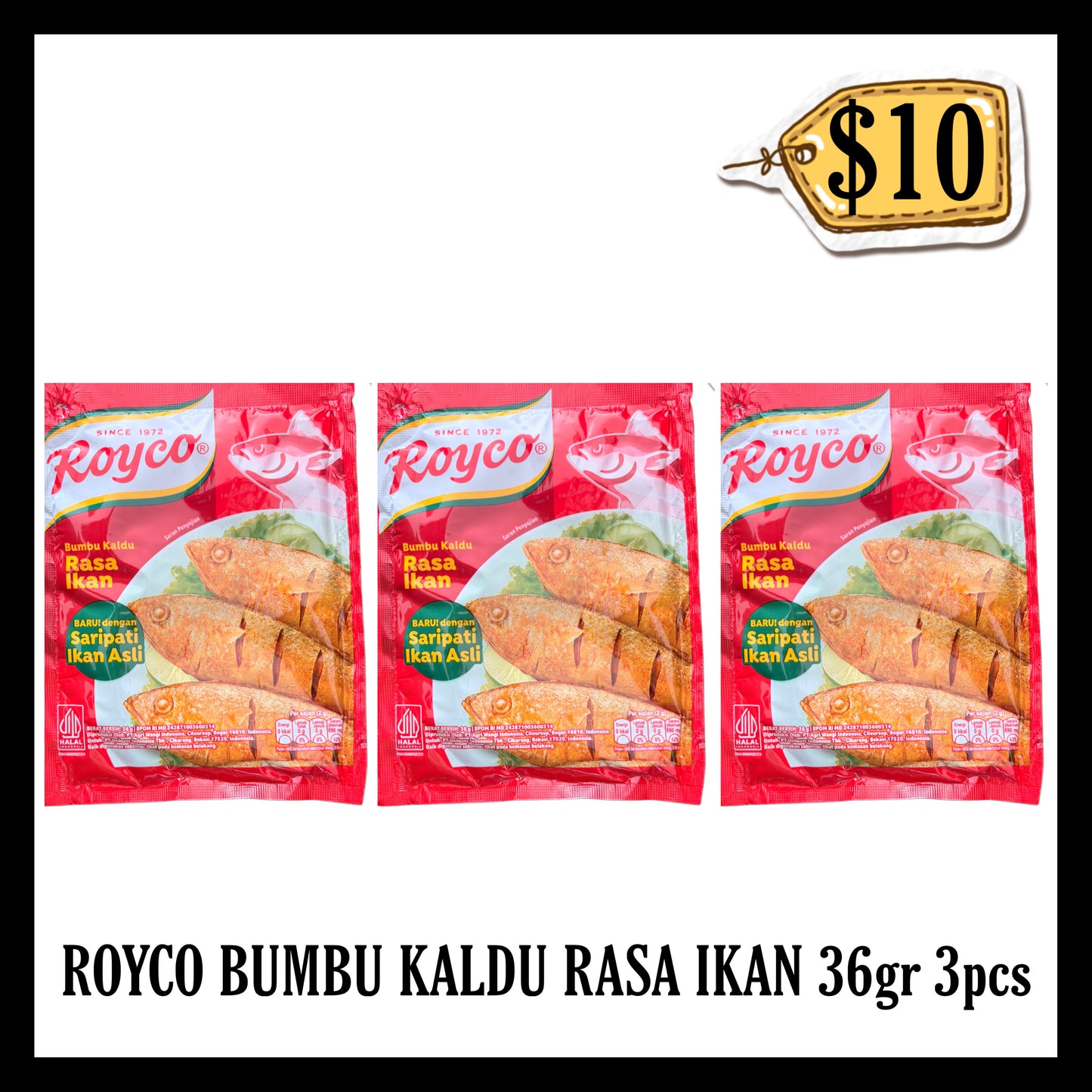 Royco Bumbu Kaldu Rasa Ikan 36gr 3pcs ($10 BUNDLE DEALS) (BBD 10 OCT 2026)