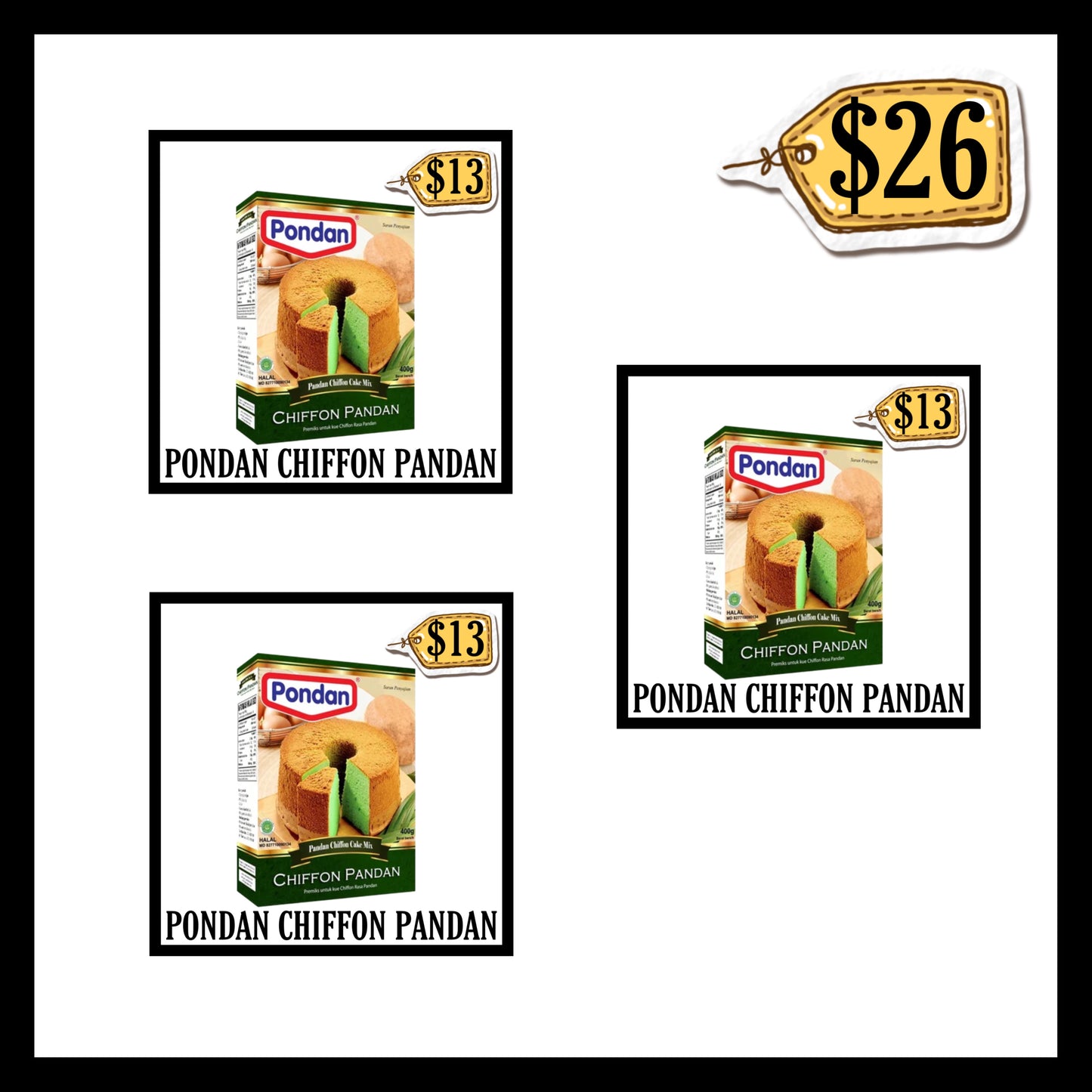 Pondan Cakemix Chiffon Pandan (BUY 2 GET 1 FREE)(BBD 04 MAR 2028)