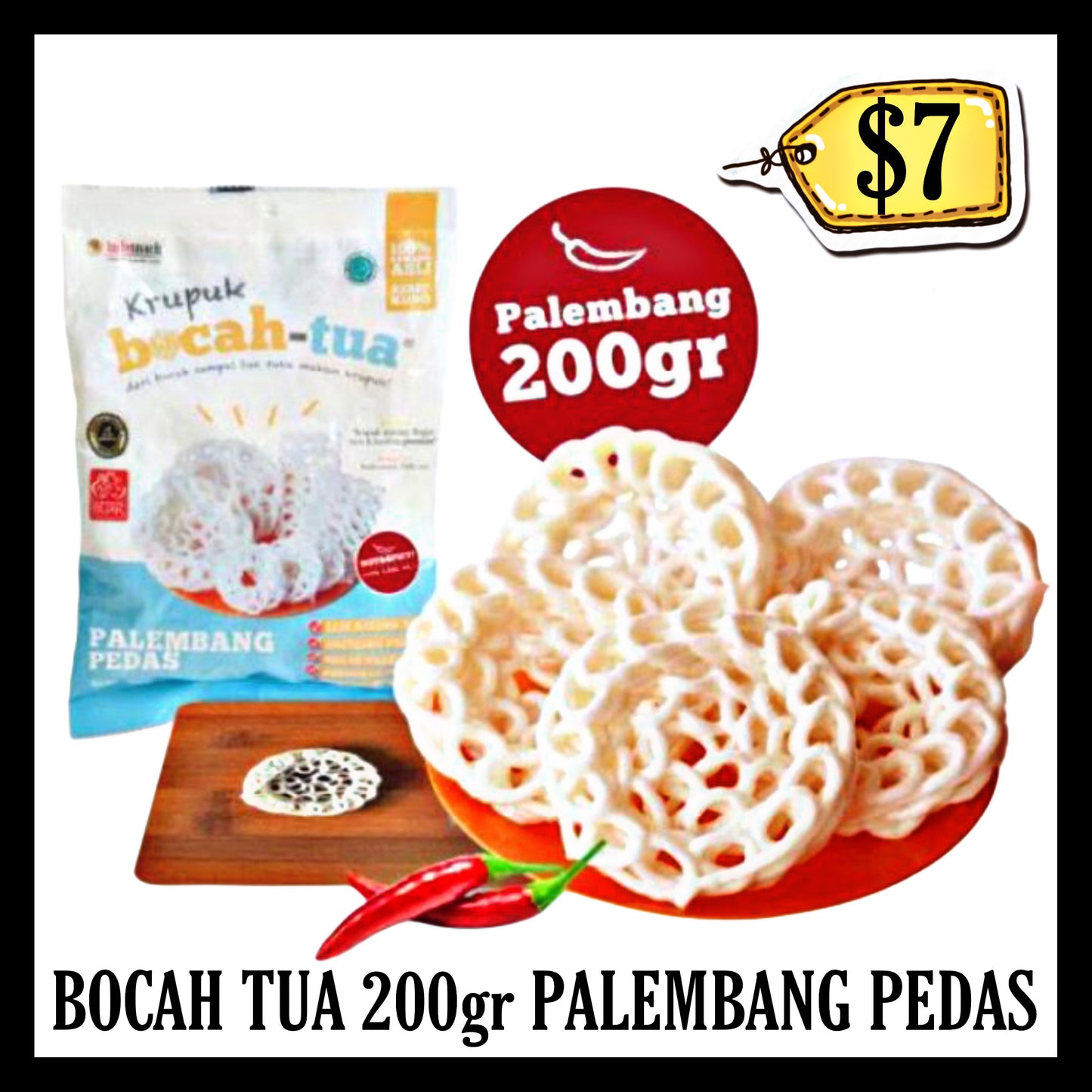 Bocah Tua Krupuk 200gr Palembang Pedas (BB 29 MAY 2026)