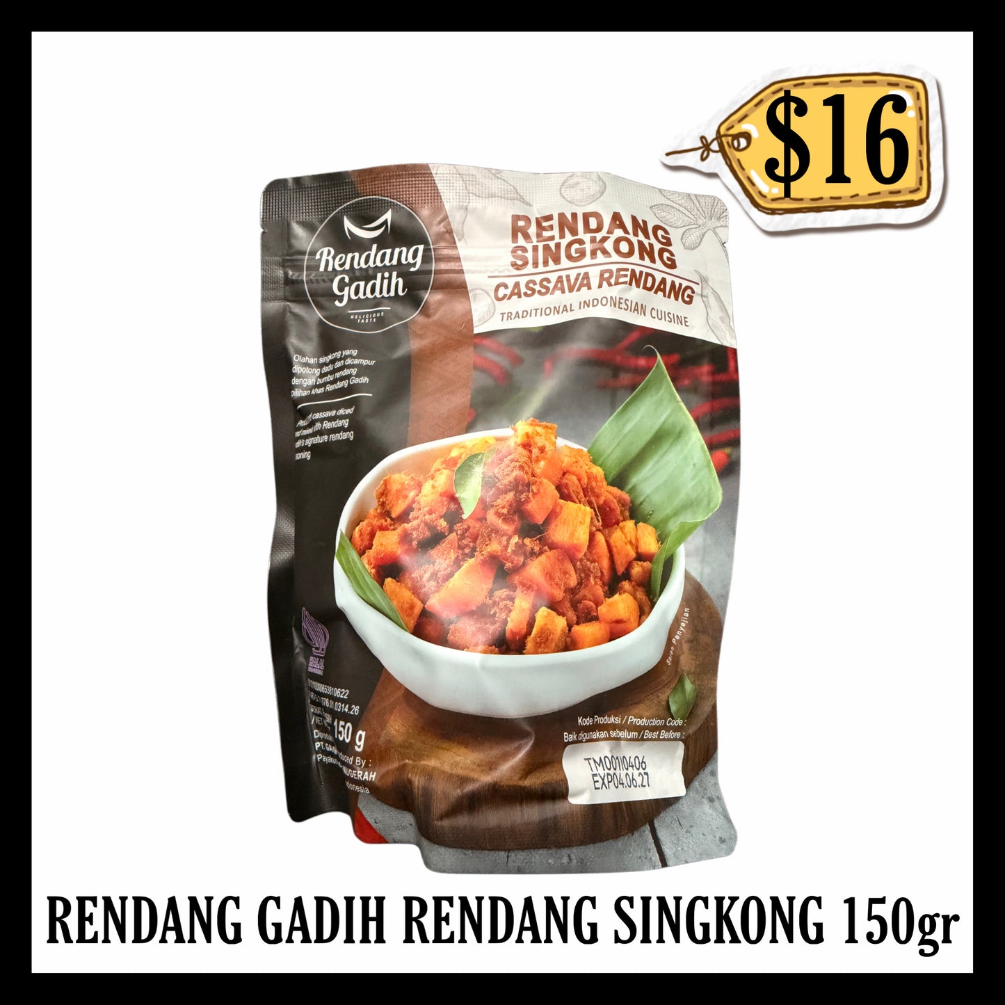 Rendang Gadih Rendang Singkong 150gr Ready To Eat Siap Saji (BBD 04 JUN 2027)