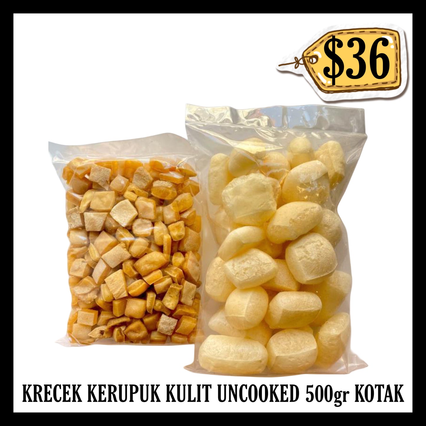 Kerupuk Kulit Sapi Mentah Krecek Rambak Uncooked 500gr Kotak