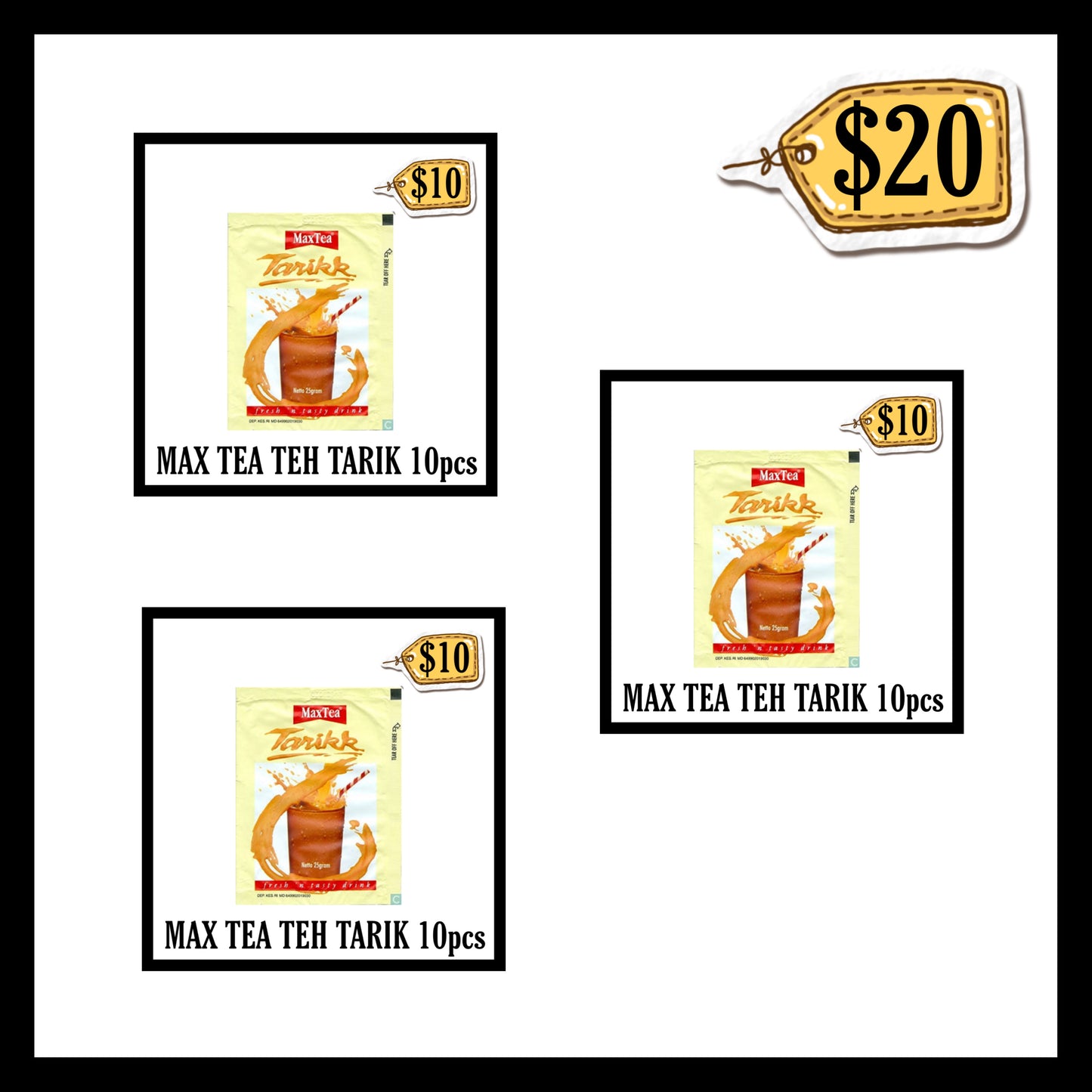 Max Tea Teh Tarik 10pcs (BUY 2 GET 1 FREE) (BBD END AUG 2027)